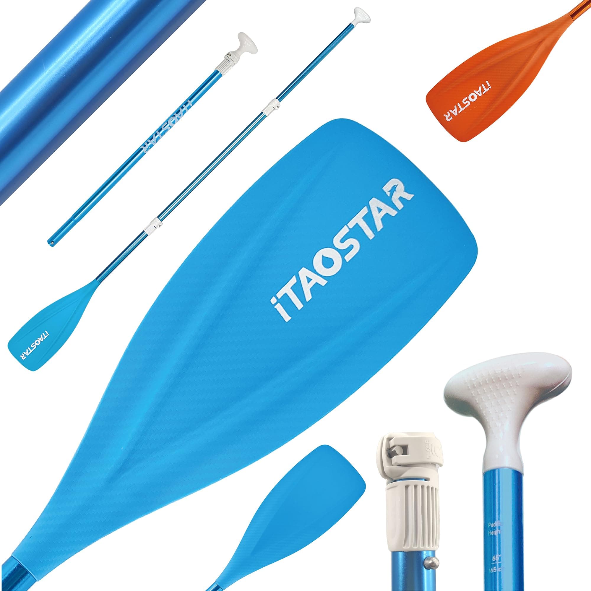 Paddle Board Paddle Detachable, Stand Up Paddle for Adults with Double Locks, Kayak Paddle Adjustable with Glass Fiber Blade, Floating Paddle Board Oar with Lightweight