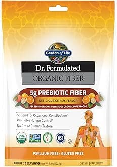 Dr. Formulated Organic Fiber Powder, Citrus Flavor, Prebiotic Superfood Fiber Supplement, Constipation Relief, Psyllium Free, 32 Servings