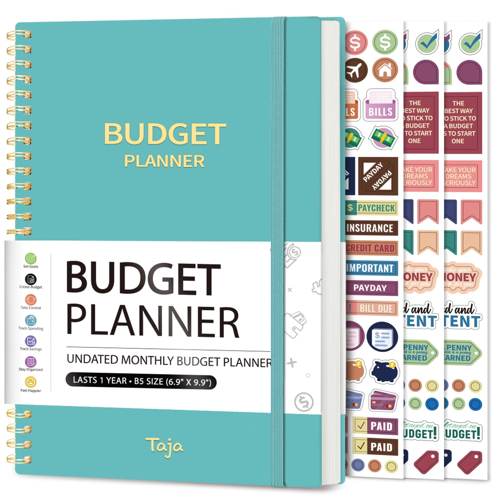 Budget Planner - Monthly Budget Book with Expense Tracker Notebook, Undated Bill Organizer & Finance Planner to Take Control of Your Money, Account Book to Manage Your Finances-Blue