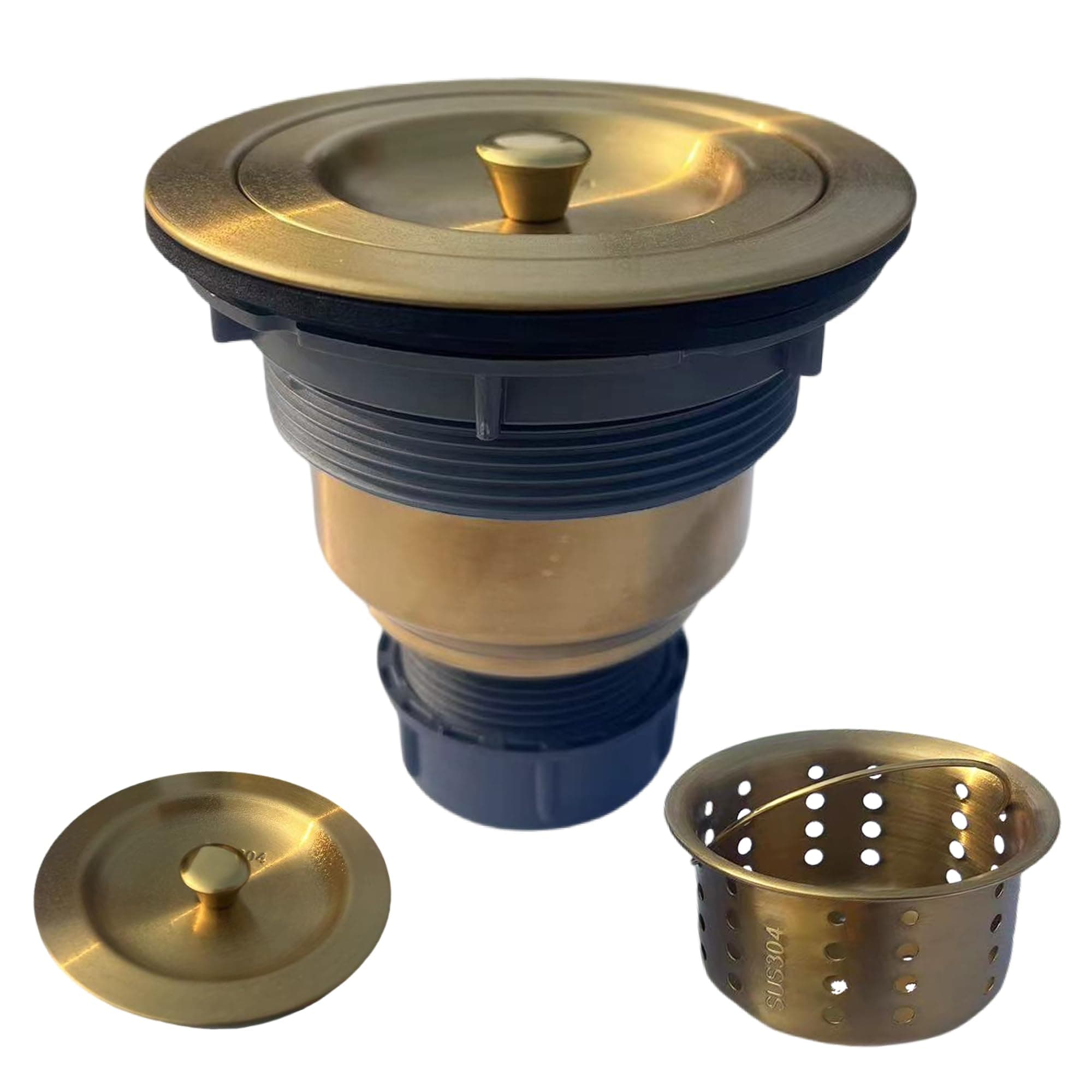 Lynnado Sink Strainer Kitchen Sink Drain Assembly Kit 3-1/2 Inch with Kitchen Sink Drain Basket,304 Stainless Steel Sink Stopper & Cover Lid,Stainless Steel Gold Color
