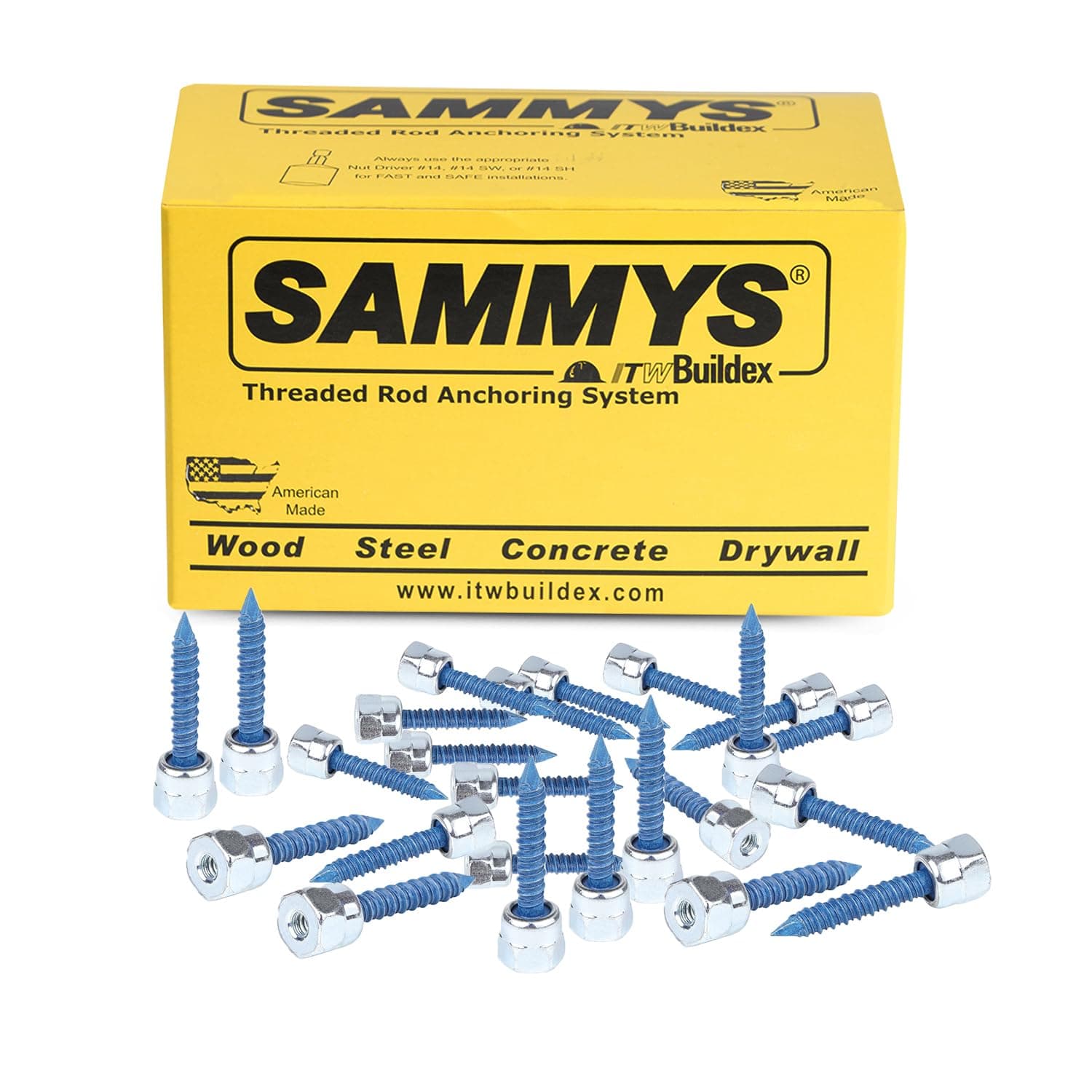 8058957-25 1/4" Screw Vertically Threaded Rod Anchor Designed for Concrete Structure, Steel, Zinc Finish, 5/16 x 1-3/4" Screw Length (25 Pack)