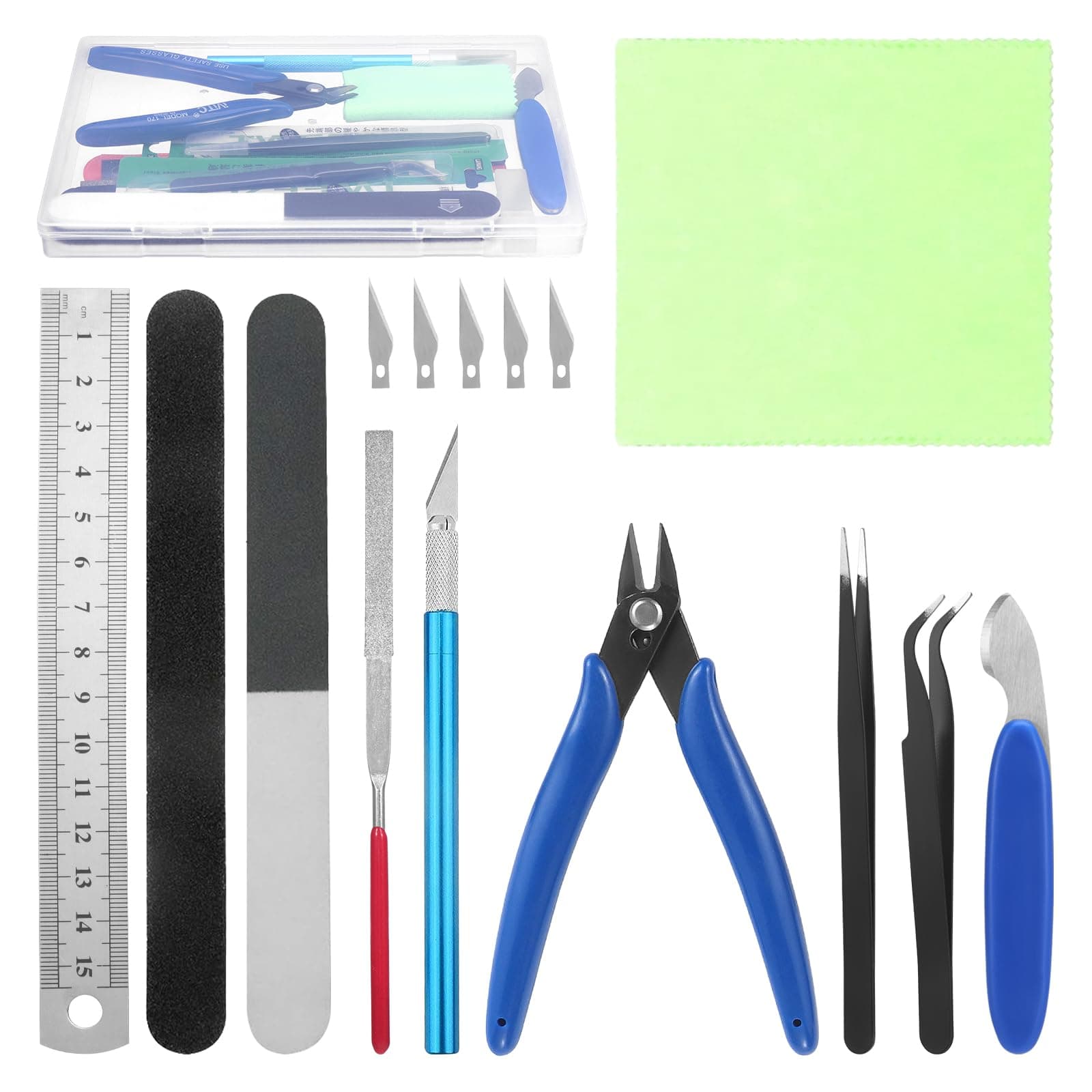 11PCS Model Building Tools Kit, Hobby Building Tools Set Model Making Tools Kit Basic Tools Craft Set for Gundam Car Model Building Repairing and Fixing