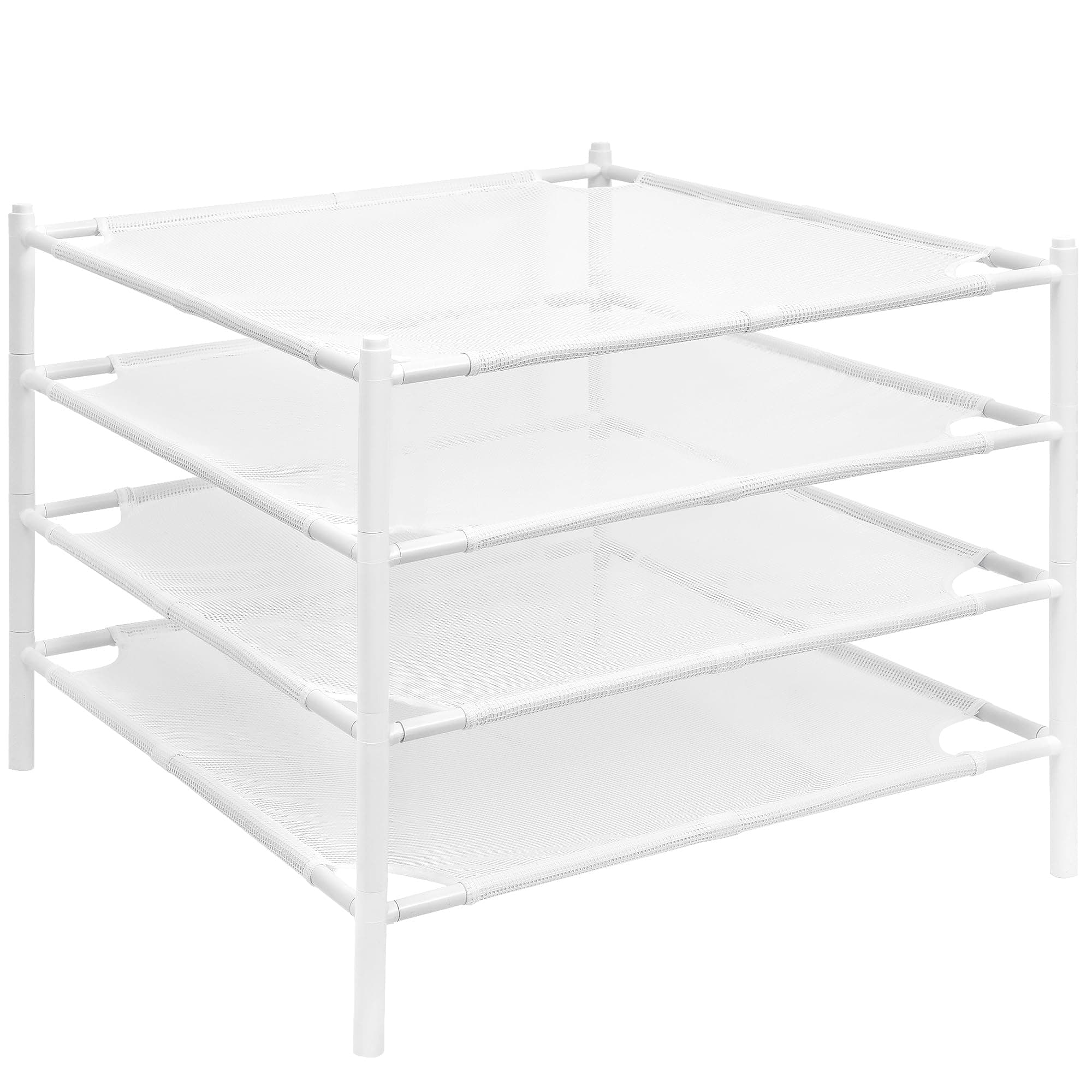 Storage MANIAC Sweater Drying Rack, Mesh Clothes Drying Rack, Stackable Laundry Drying Rack, Lay Flat Dryer for Delicates, Portable Dry Rack for Indoor or Outdoor, White, 4-Pack