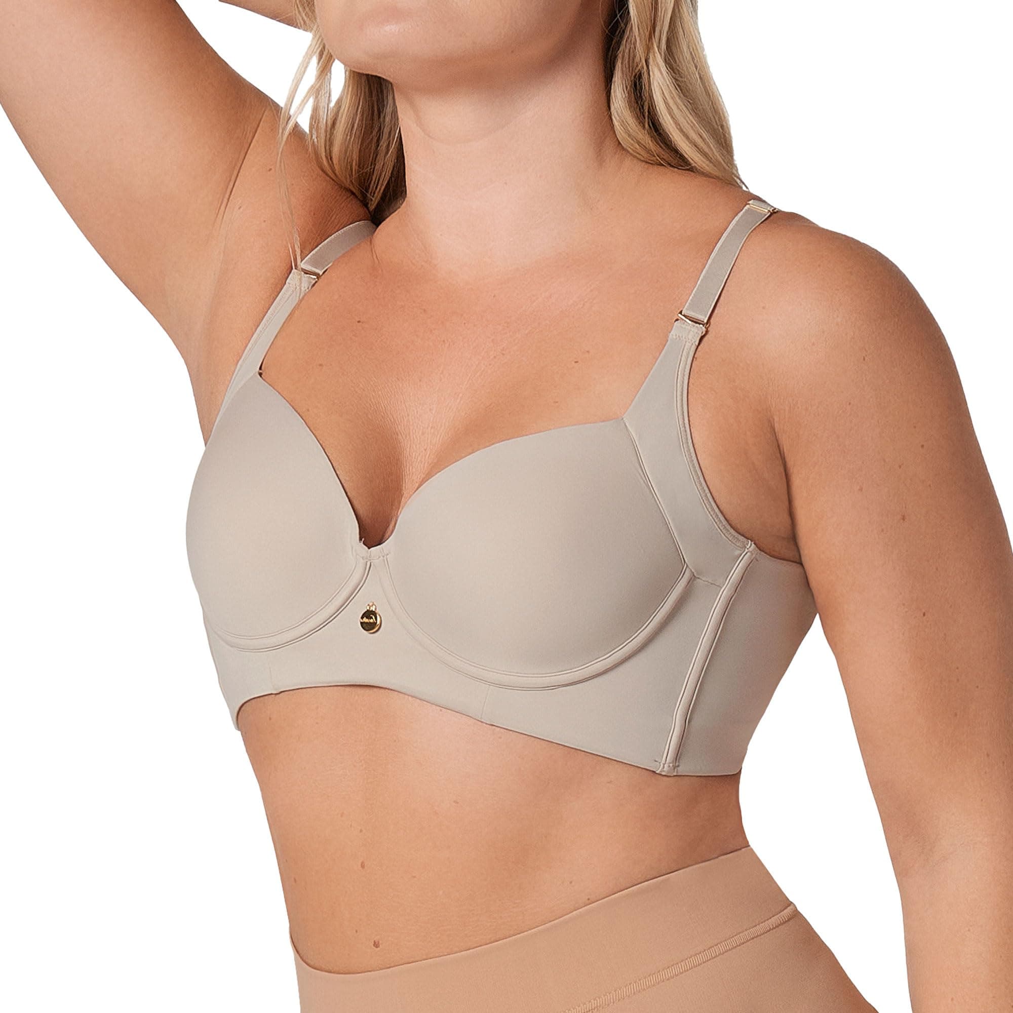 LeonisaBack Smoothing Bras for Women, Full Coverage Underwire Bra, Adjustable Hook & Eye Closure