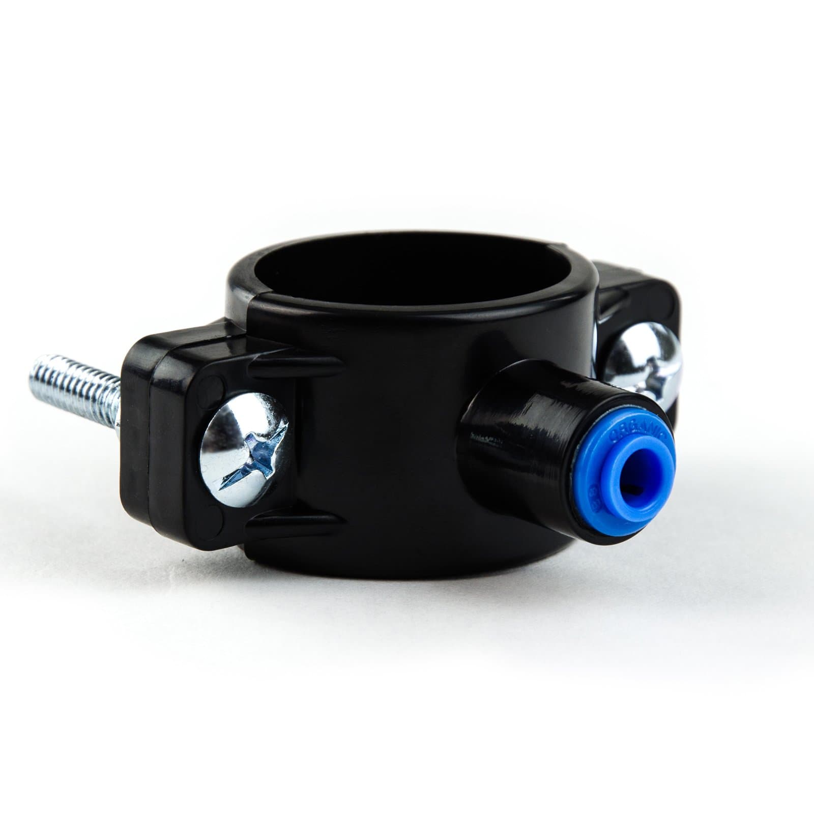 iSpring ADS1K Drain Saddle Valve Clamp with 1/4" Quick Connect Fitting for Under Sink Reverse Osmosis RO System Waste Water Line, Black