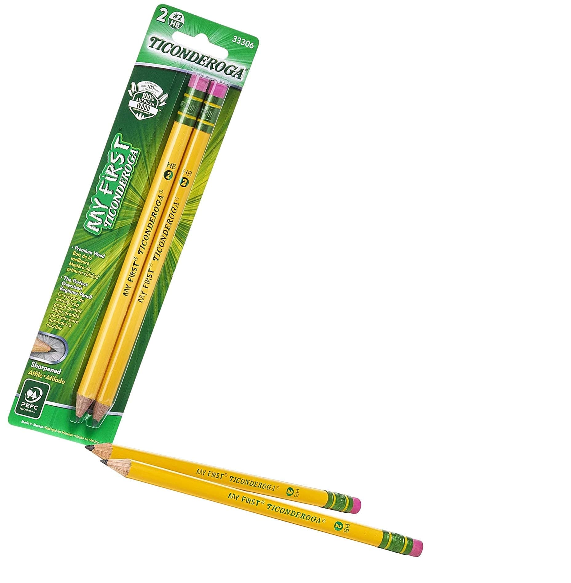 My First Pencils, Wood-Cased Soft, Pre-Sharpened with Eraser, 1 Pack