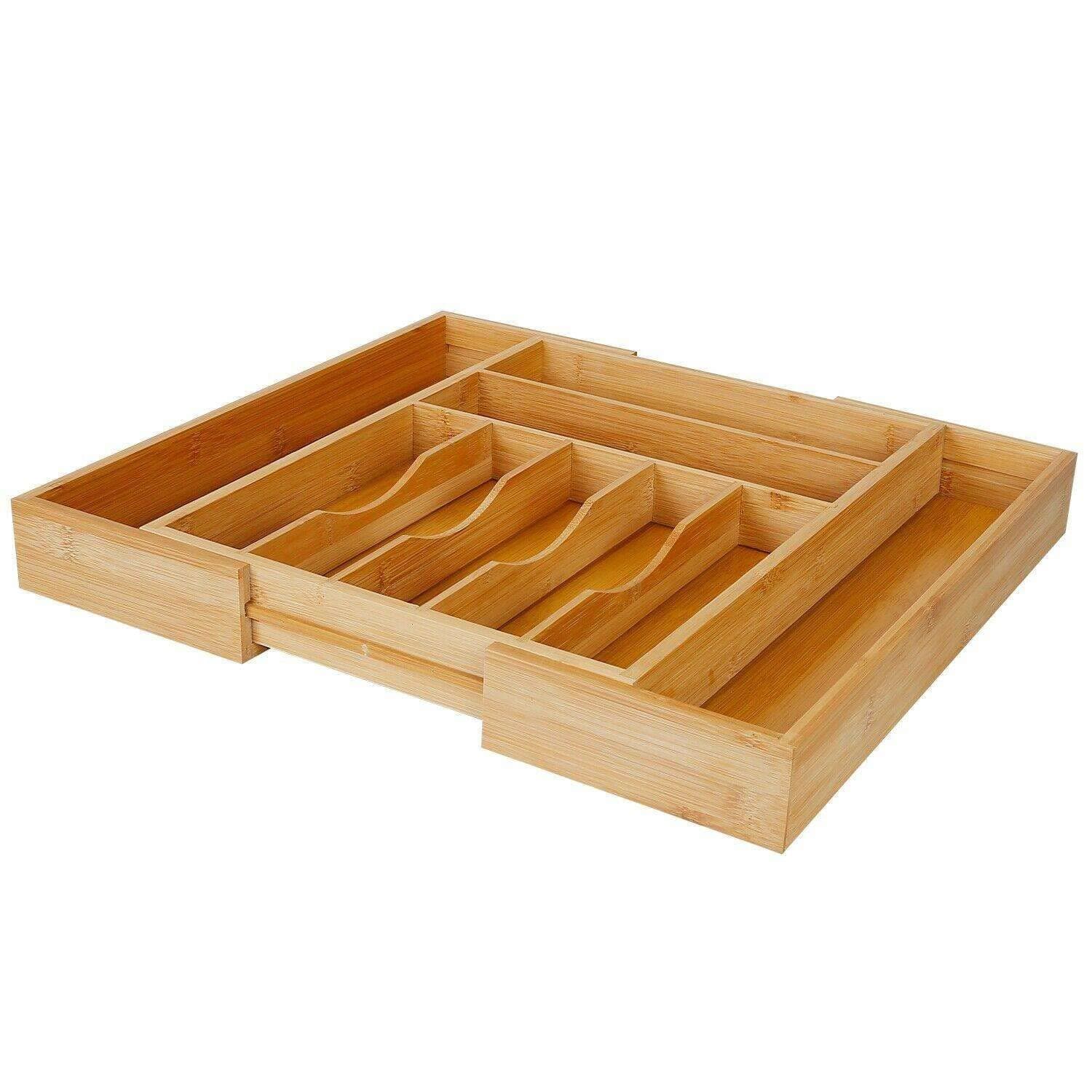 WDYB Bamboo Expandable Drawer Organizer Tray Kitchen Silverware Insert Utensil Holder Kitchen drawer organizer Kitchen cabinet Storage box Utensil drawer organizer Home organization Kitchen orga