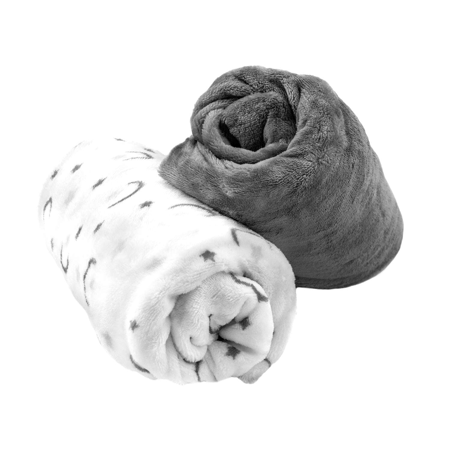 Cozy Fleece Soft and Warm Microplush Fitted Crib Sheets with Moon and Stars - Grey/White, 28 x 52 Inch