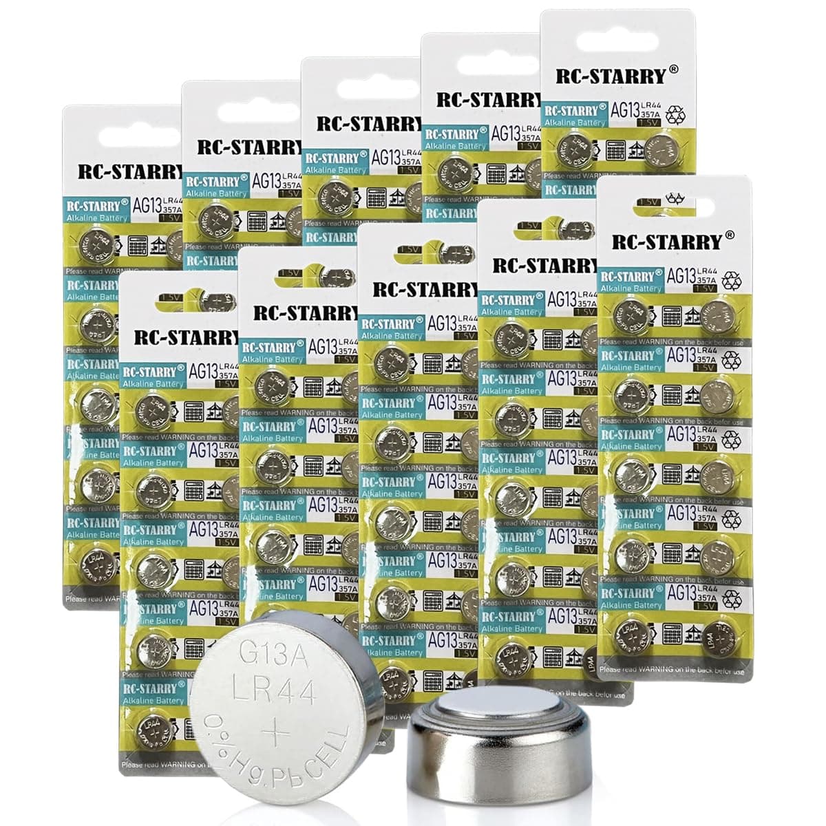 100pcs LR44/AG13 Battery Button Cell for bottle lights with cork.