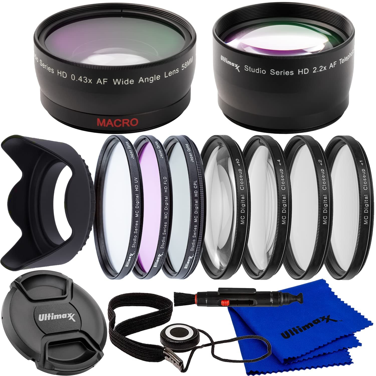 55MM Complete Lens Filter Accessory Kit with 55MM 2.2X Telephoto, .43x Wide Angle/Macro Lenses, and More Designed for Nikon D3400 D3500 D5500 D5600 Camera with Nikon AF-P DX 18-55mm Lens