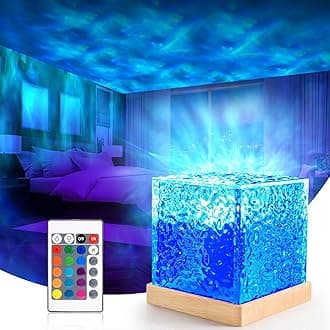 Projector Lights Ocean Wave, Romantic Warm Ocean Wave Water Night Light Projector 3D Water Wave Effect, Romantic LED Light Projector Projection Lamps Crystal Table Lamp for Bedroom Decor