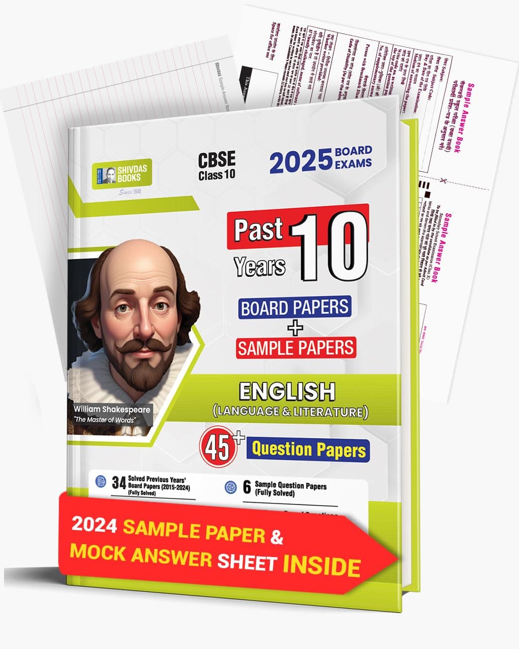 Shivdas CBSE Class 10 Past 10 Years Solved Papers (2015-2024) Fully Solved English Language and Literature 10+ CBSE Sample Papers Delhi and OD All Sets (I,II,III) for 2025 Board Exams | Latest Syllabus