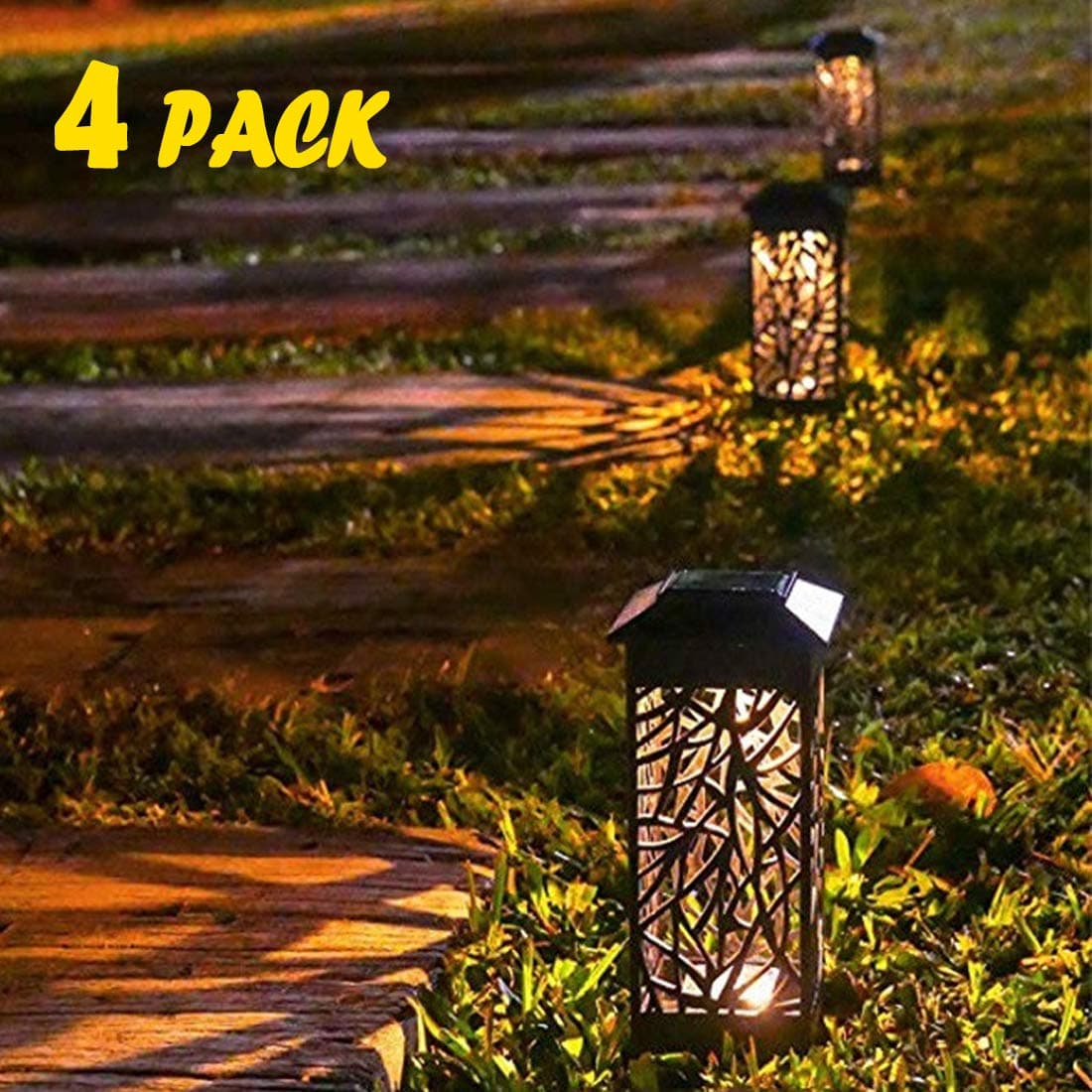 Solar Garden Light, 4 pcs Solar Torch Light with Ground Spike, Solar Lamps Lantern Outdoor Light Garden lamp IP65 Waterproof Lighting Effect Decoration for Patio Lawn Garden Sandy Beach backyards