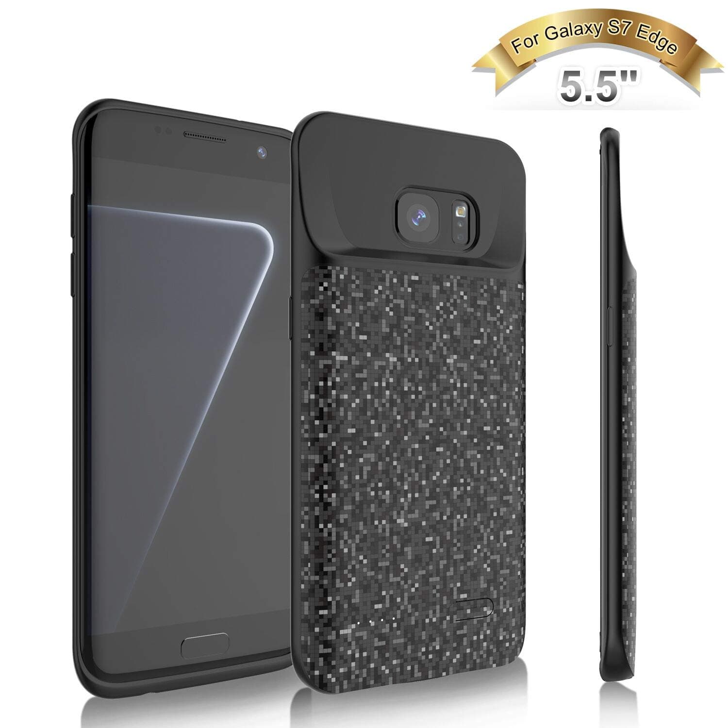 RUXELY (Upgraded) Galaxy S7 Edge Battery Case, 5000mAh Portable External Backup Charging Case,Rechargeable Power Charger Pack for Samsung Galaxy S7 Edge(Not for Galaxy S7)(Black)