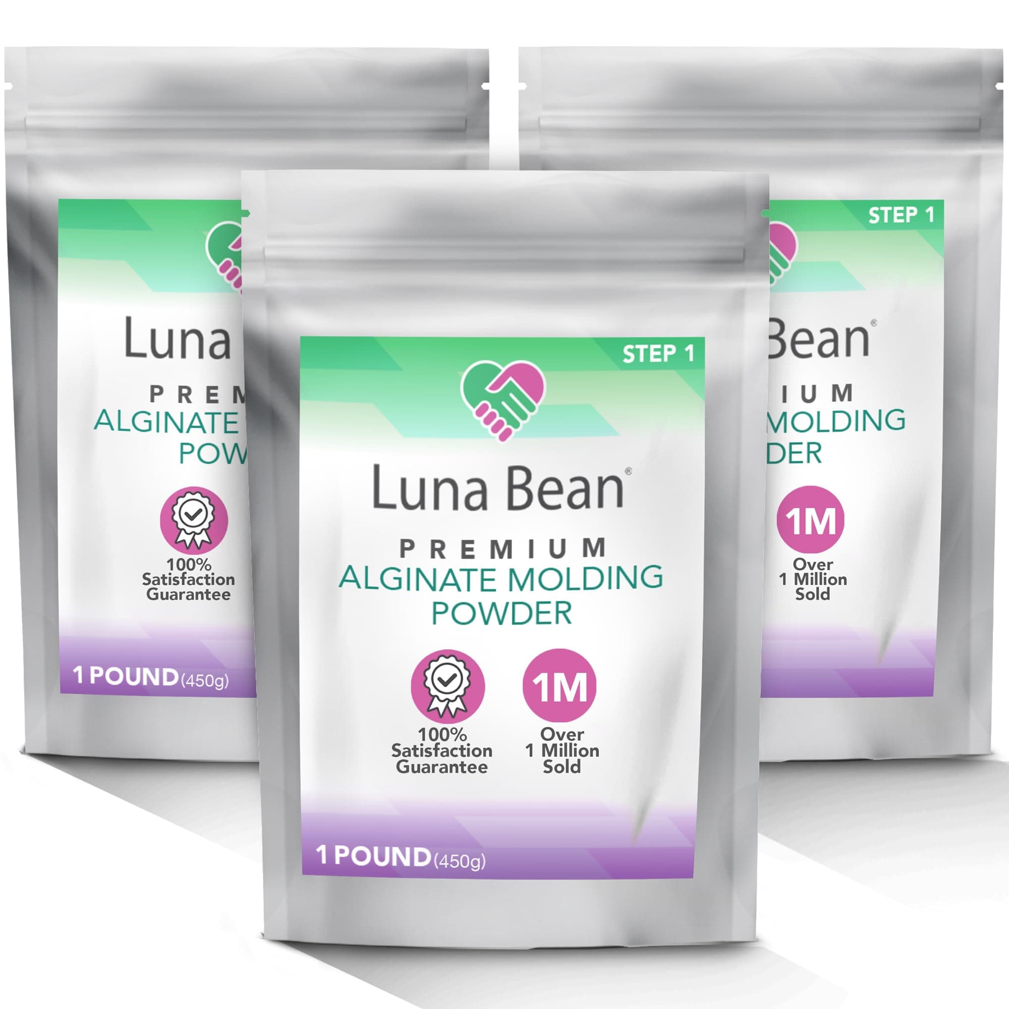 Luna Bean Alginate Molding Powder Refill for Hand Casting Kit - Non-Toxic, Fast Setting - 3 lb (1,350g) - Anniversaries, Birthdays, Family Activities, Couples