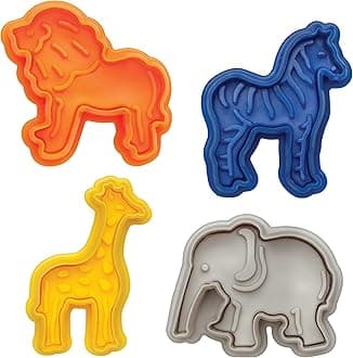 Animal Cracker Cookie Cutters, Set of 4, Spring-Action Embossing Cutters For Cookies, Fondant, And Pastry Dough