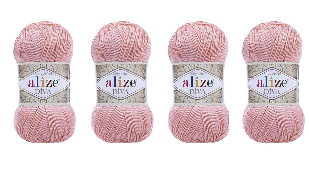 Hand Knitting Yarn 100% Microfiber Acrylic Yarn Alize Diva Silk Effect Thread Crochet Art Lace Craft Lot of 4 skeins 400gr 1532yds (363)