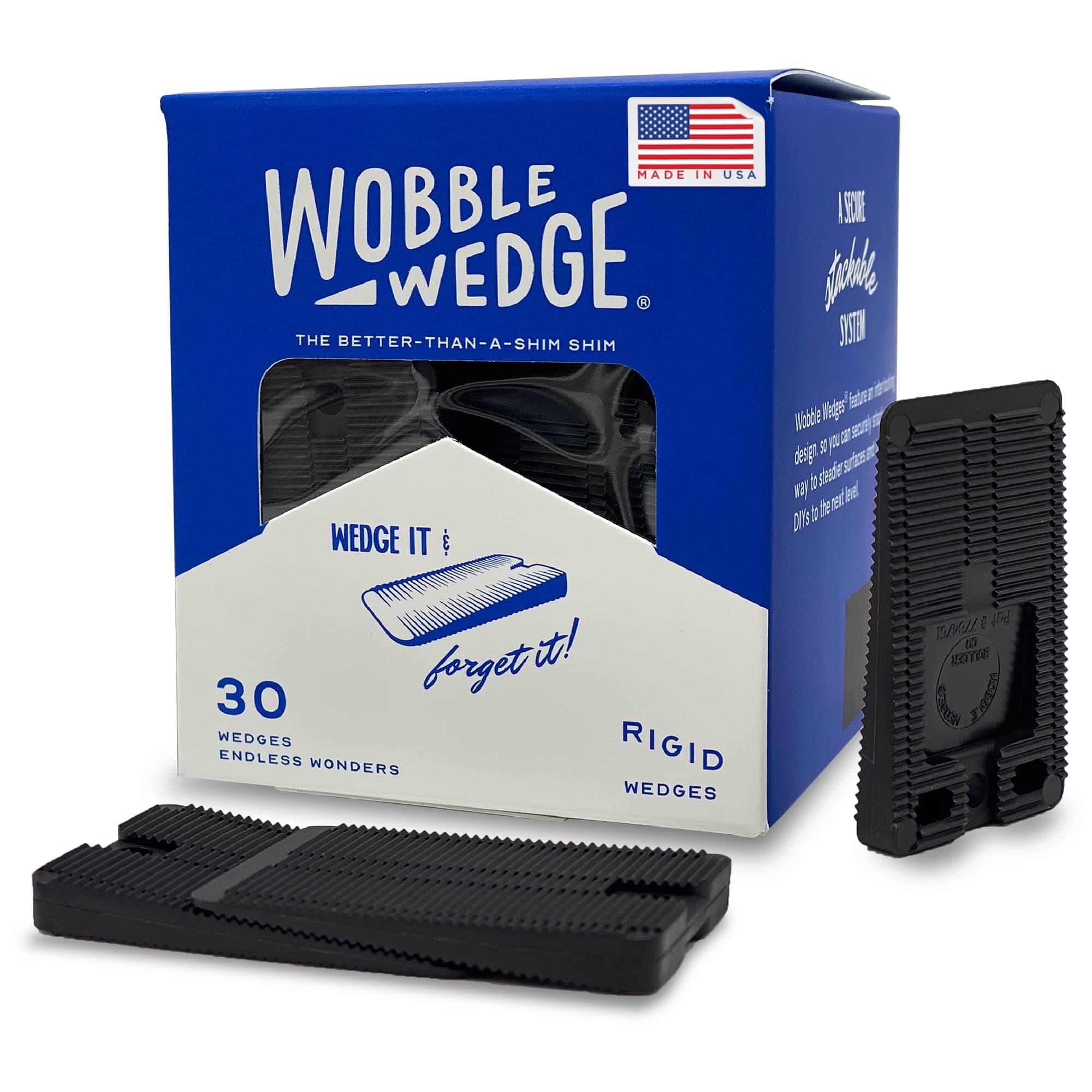 Wobble Wedge Hard Black Restaurant Table Shims, Pack of 30