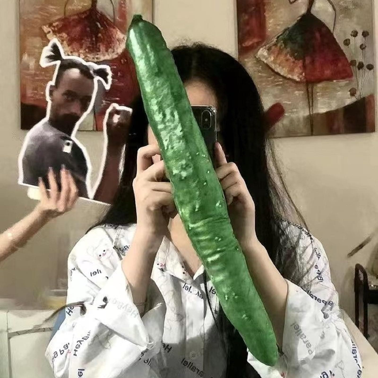 MintBear3D Funny Ugly Cucumber Phone Case Compatible with iPhone 15 Pro Max, TPU Clear Shockproof Cotton Cucumber Shape Phone Case, Green Cucumber Vegetable Fruit Spoof Gift Ideas