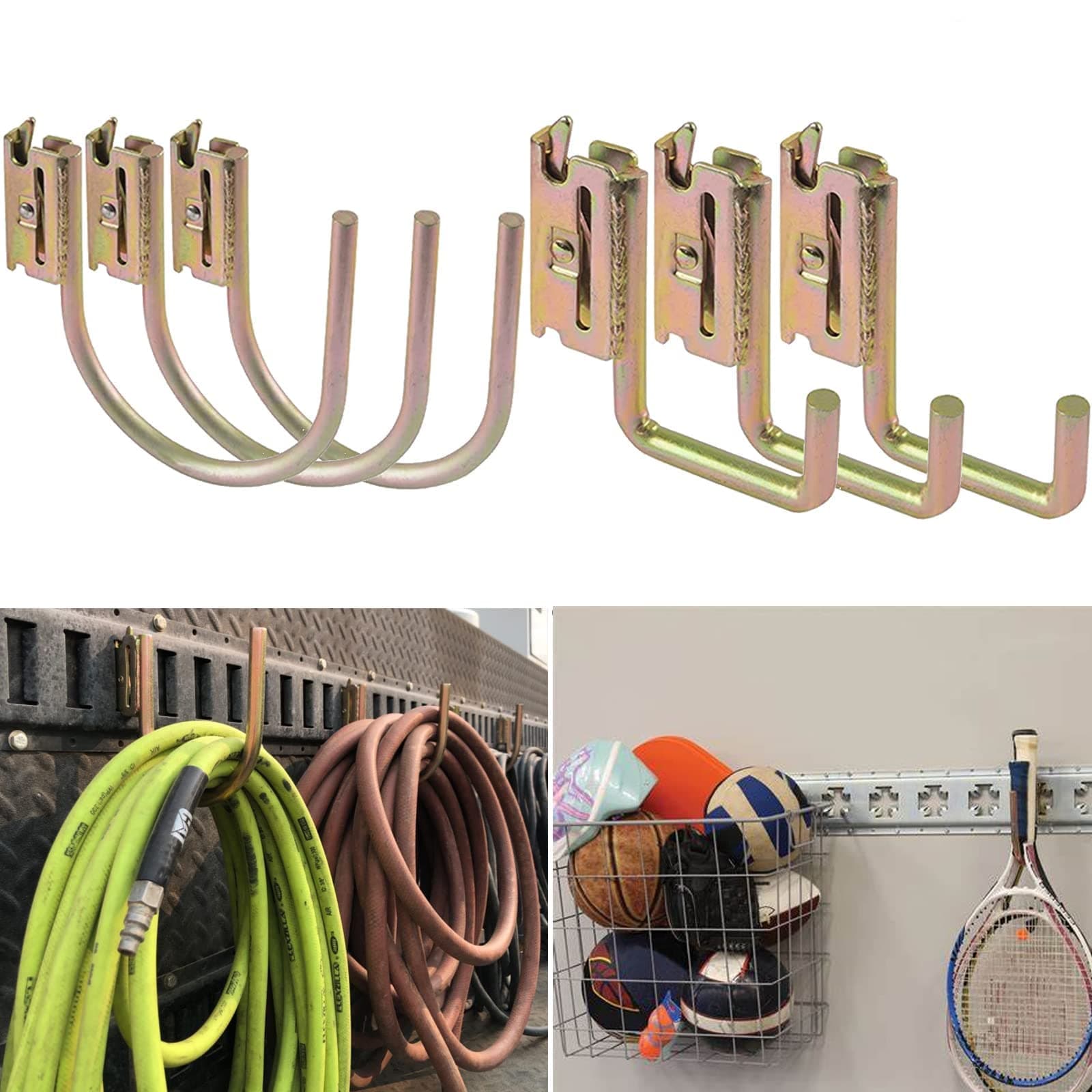 Jimikay 6 Pack E-Track J-Hooks Heavy Duty Storage Hooks, Steel, 400 pounds Weight Capacity, for Trailer, Truck, Cargo Van, Warehouse, Dock