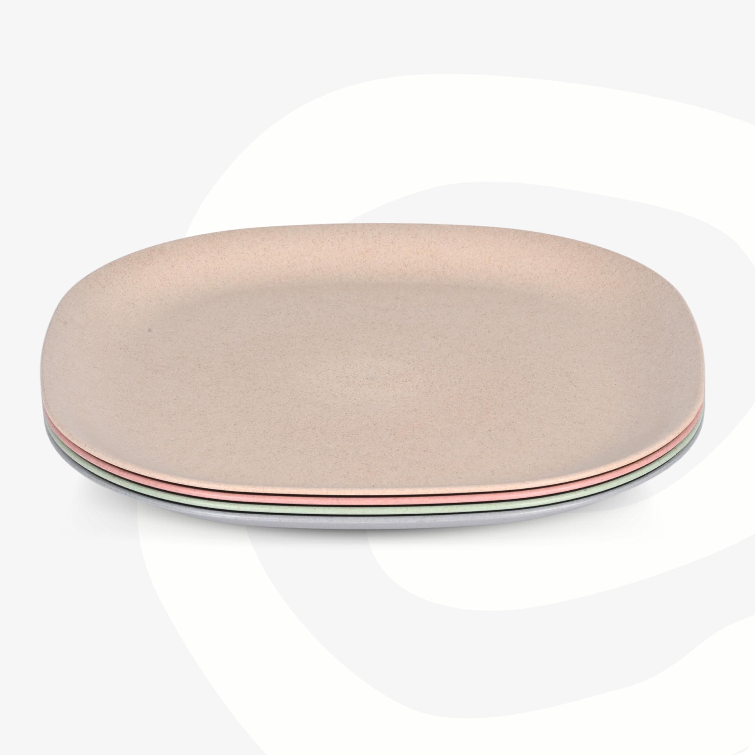 Eha Set of 4 Earth-Friendly Square Dinner Plates |11 inch | Unbreakable Plates Made with Bamboo Fibers & Rice Husk Fiber | Microwave Safe Full Dinner Plates | for Hot Servings |Multicolor