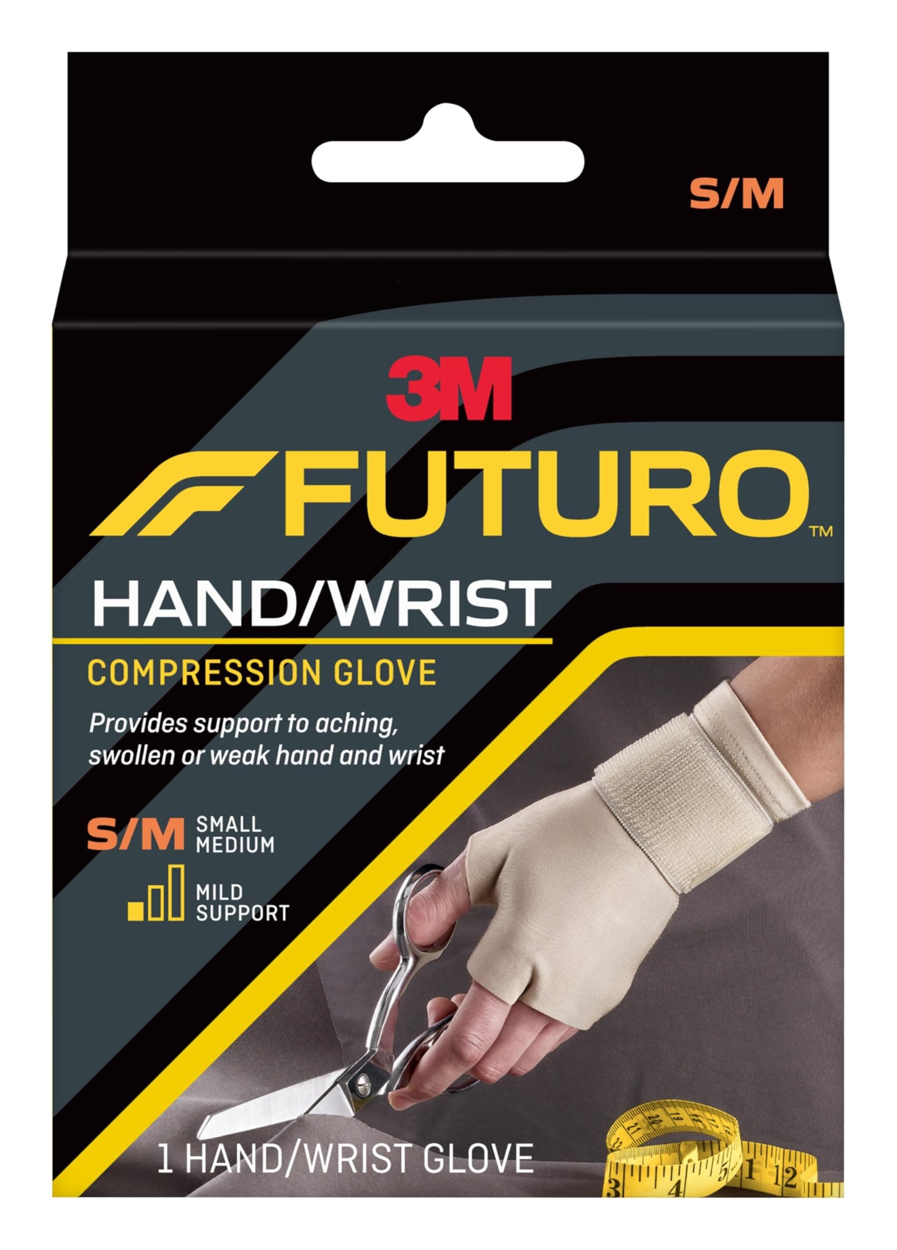 Compression Glove (wrist support) S/M size, 1 unit/pack| Beige color | 09183ENR | Provides support to aching | swollen or weak hand and wrist | Mild support | Wrist support
