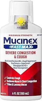 Fast-Max Severe Congestion & Cough Medicine, Maximum Strength Symptom Relief, Over-The-Counter Medication, Cold Medicine, Cough Suppressant, Expectorant, Nasal Decongestant, 6 FL OZ
