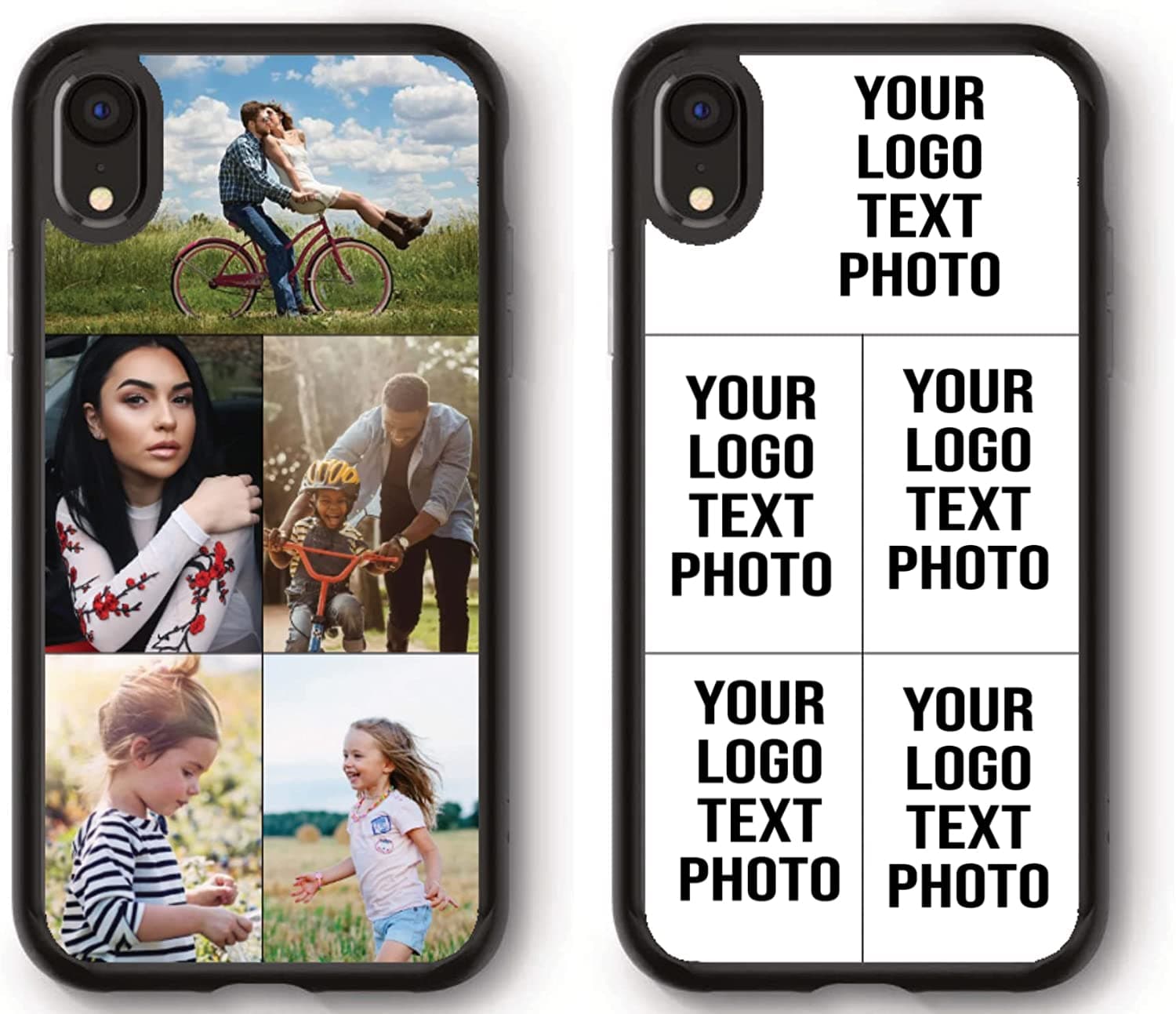 Personalised Phone Case for iPhone XR, Shockproof TPU Bumper back Custom Cover Collage Your Own Photo for iPhone XR - 6.1 Inch, Personalize with Five Image Collage Layout A