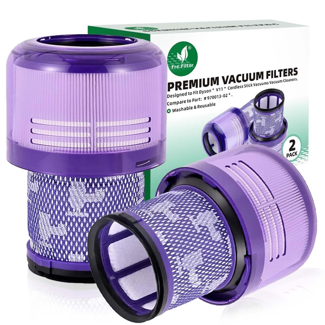 2 Pack Filters Replacement Compatible with Dyson V11 Animal, V11 Torque Drive, V11 Complete, V11 Extra, V15/V15s Detect, Washable, Reusable Cordless Vacuum Filter for Pet Hair, Dirt, Dust