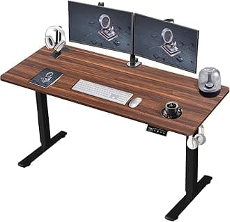 DevokoElectric Standing Desk 120 x 60 cm Height Adjustable Standing Desk Stand Up Desk for Home Office, Sit Stand Desk Adjustable Desk (Walnut)