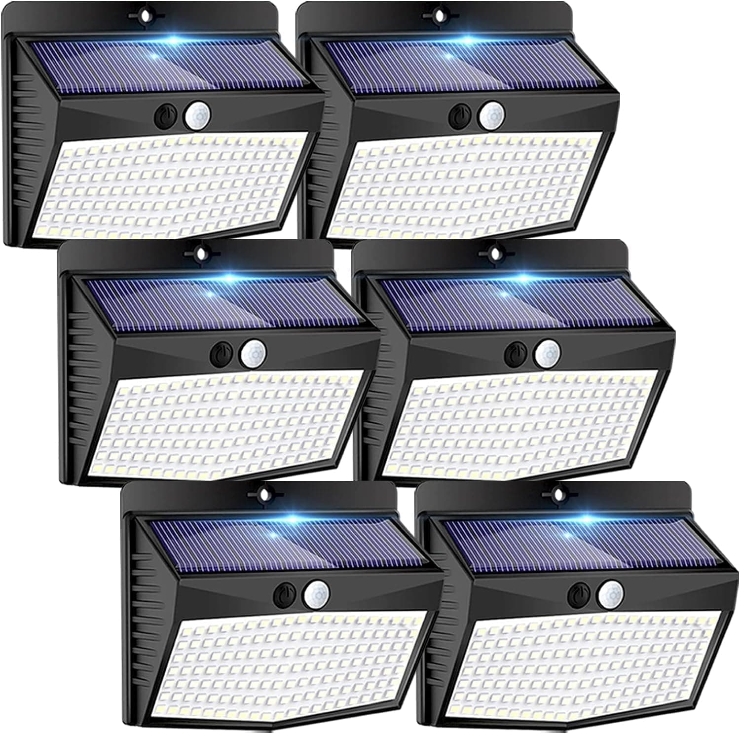 Peasur [6 Packs] Solar Outdoor Lights Motion Sensor Solar Security Lights Waterproof with 3 Lighting Modes Solar Powered Wall Lights Outside for Garden Fence Yard Deck