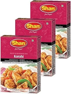 Karahi Recipe and Seasoning Mix 1.76 oz (50g) - Spice Powder for Stir Fried Meat in Tomato Sauce - Suitable for Vegetarians - Airtight Bag in a Box (Pack of 3)