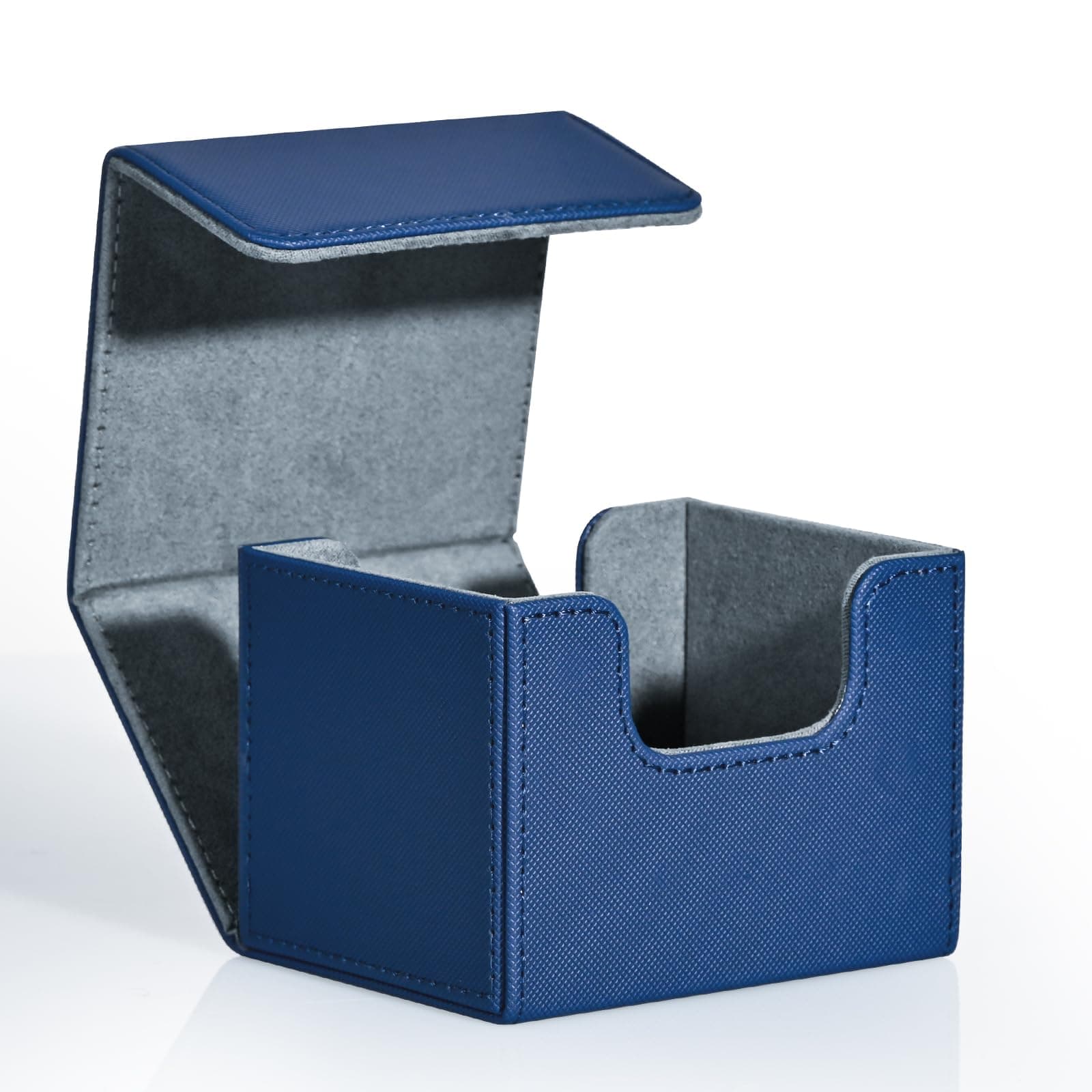 ZLCA Card Deck Box for Trading Cards, MTG Commander Deck Box Holds 120+ Single Sleeved, Leather Magnetic Card Storage Case Fits for TCG CCG Magic (Blue)