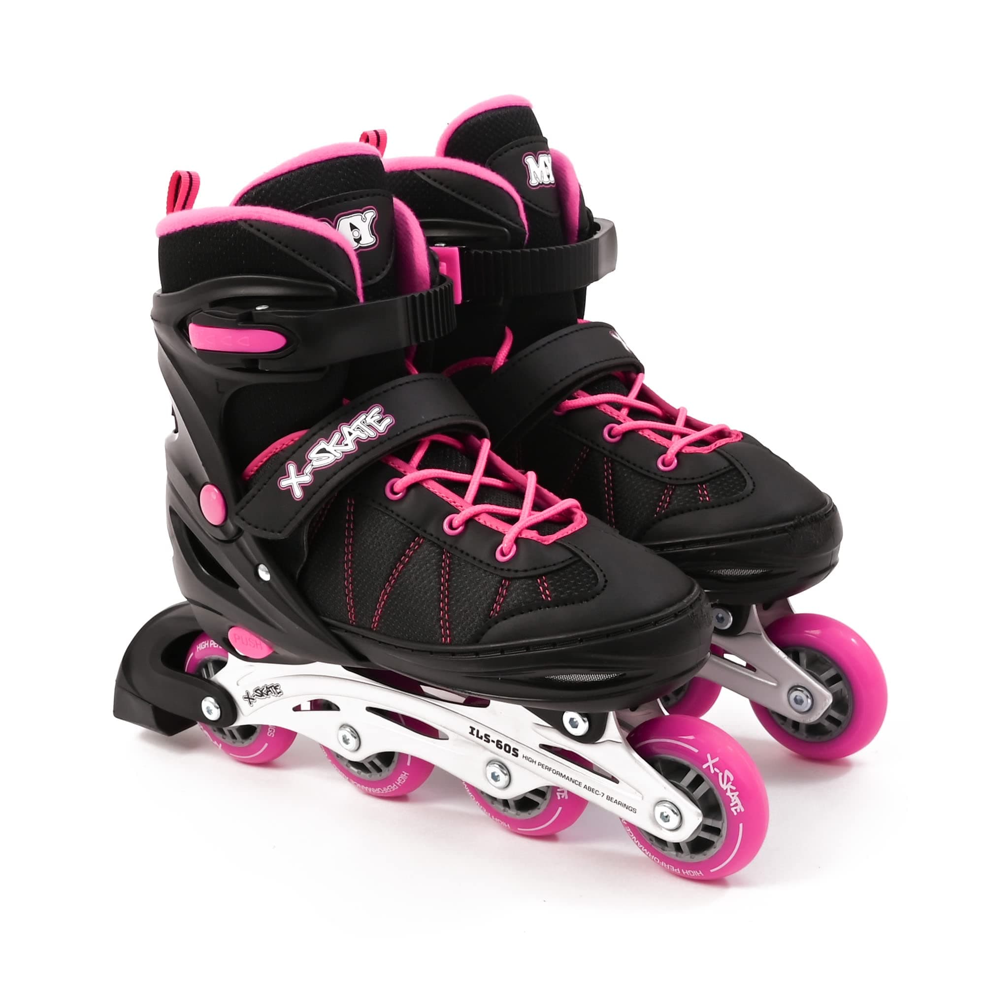 M.Y X-Skate Adjustable Inline Roller Skates with Built In Adjusters Kids Roller Boots for Boys & Girls