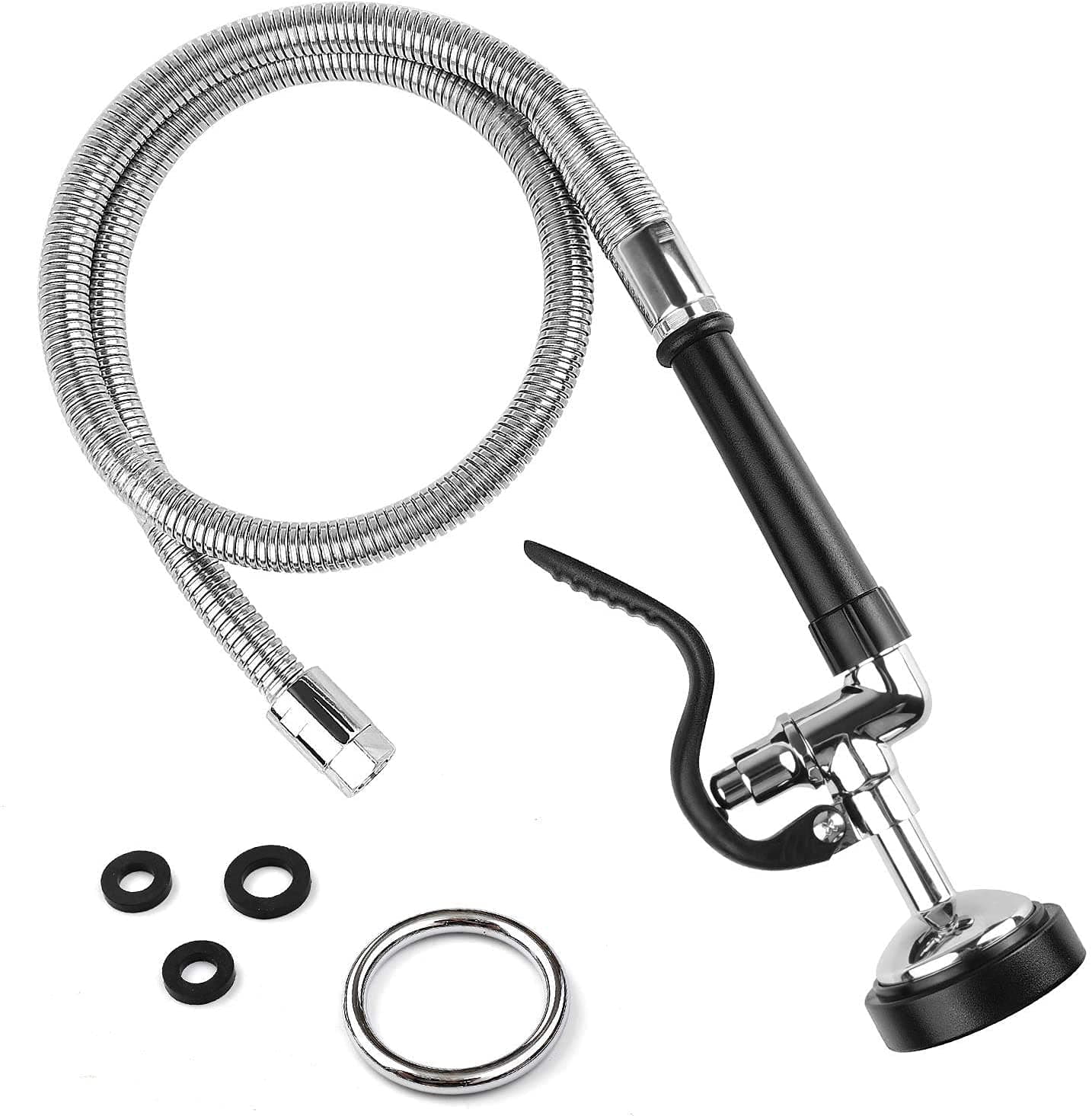 – Pre-Rinse Replacement Kit - High Pressure Spray Head and Stainless Steel Hose Connection for Commercial Sink Tap