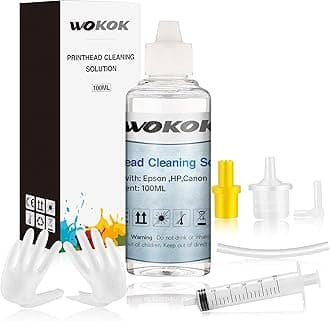 WOKOK Printer Cleaning Kit | Printhead Cleaning Kit | for Inkjet Printers HP/Brother/Epson/Canon WF-7710 WF-3640 7620 8600 8610 8620 WF-2750 WF-2650 ET-2750 ET-2650 C88 Liquid Printers Nozzle（100ml）