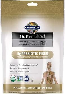 Dr Formulated Organic Fiber Supplement Powder Unflavored, Sugar Free, Psyllium Free Prebiotic Superfoods, Constipation Relief And Hunger Control For Men And Women, 32 Servings