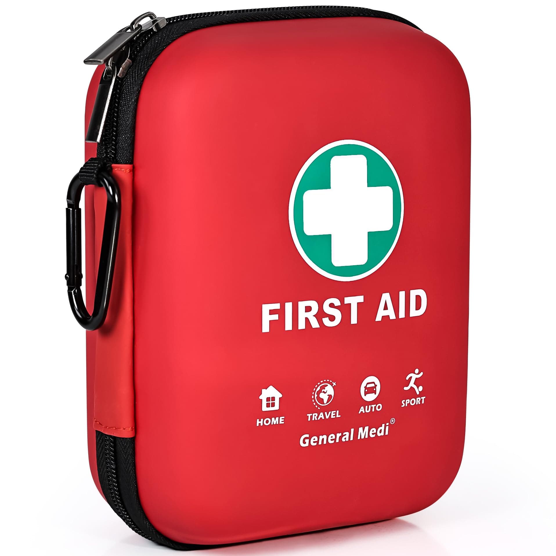 General Medi First Aid Kit - 170 Pieces Hard Case and Lightweight - Includes 2 x Eyewash,Instant Cold Pack,Emergency Blanket for Travel, Home, Office, Vehicle