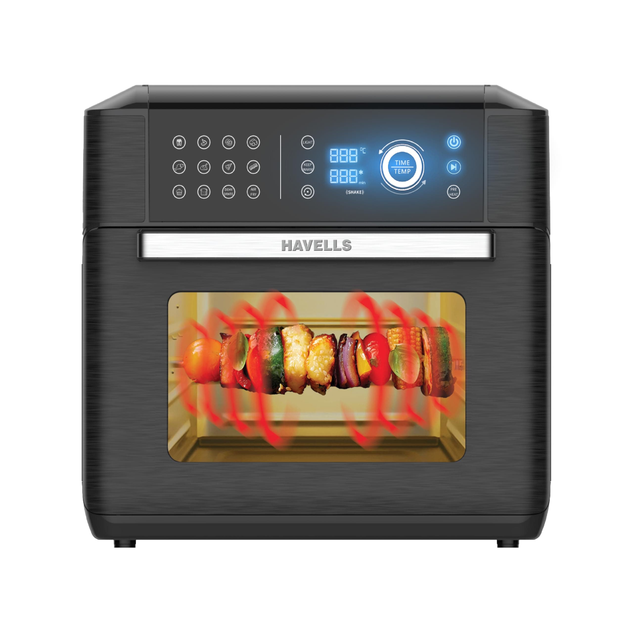 Avanza Multi Function Air Fryer Oven 15L|1700W|Digital Touch Control|14 Pre-Sets|Aerocrisp Technology|Includes Skewer Set,Rotisserie Fork,Mesh,Baking Tray|2Yr Door Step Warranty by Havells