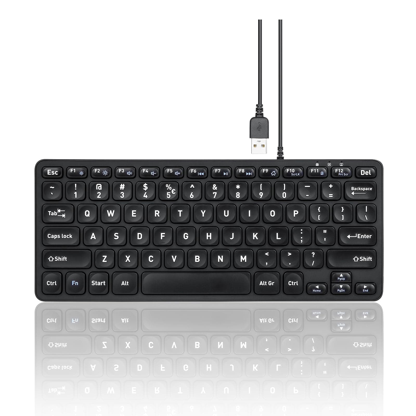 Perixx PERIBOARD-432 Wired Mini USB Keyboard - X Type Scissor Keys - Big Print Keys - US English