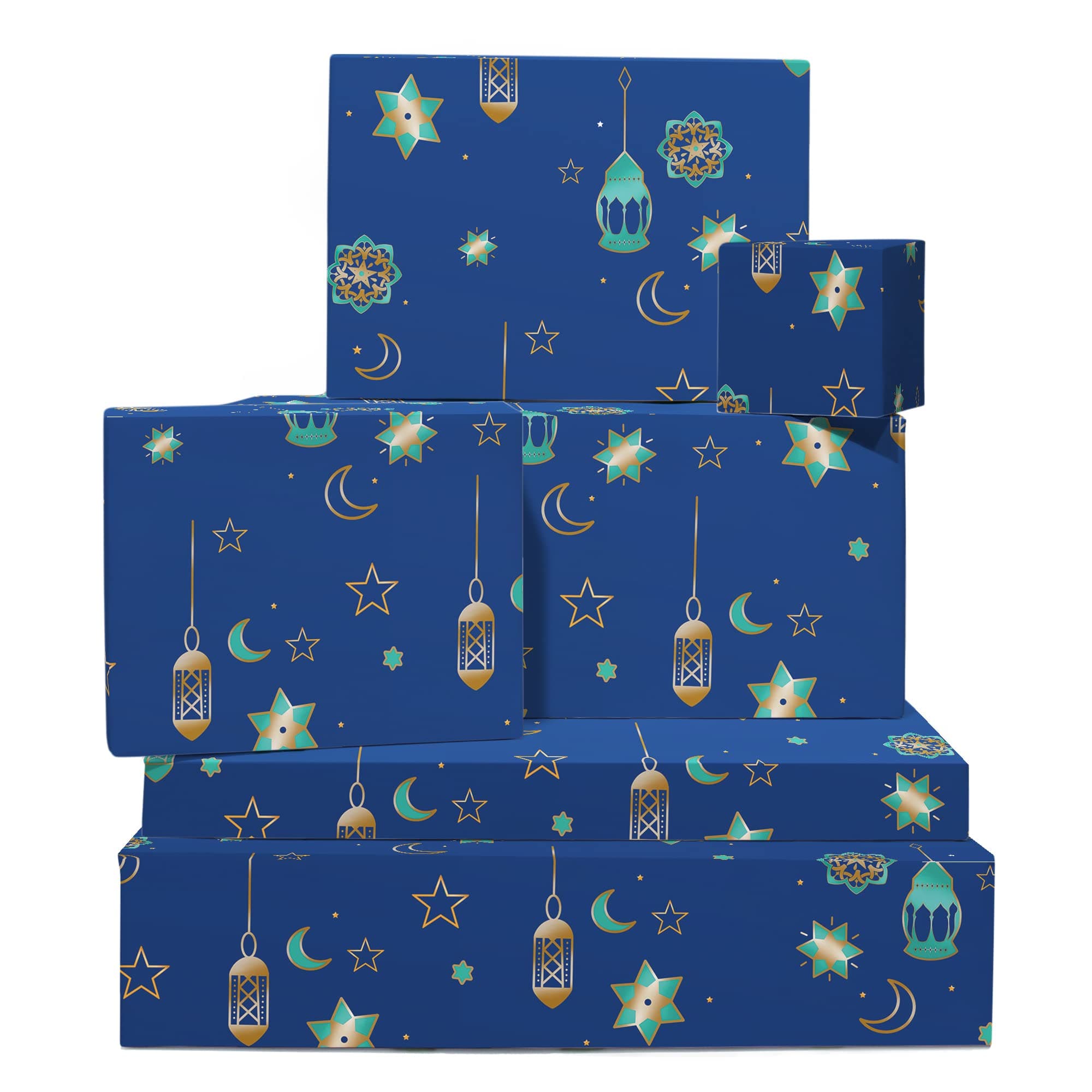 Eid Wrapping Paper - 6 Sheets of Gift Wrap - Wrapping Paper for Ramadan - Eid Mubarak Wrapping Paper Kids - Comes With Stickers - Made in the UK by Central 23