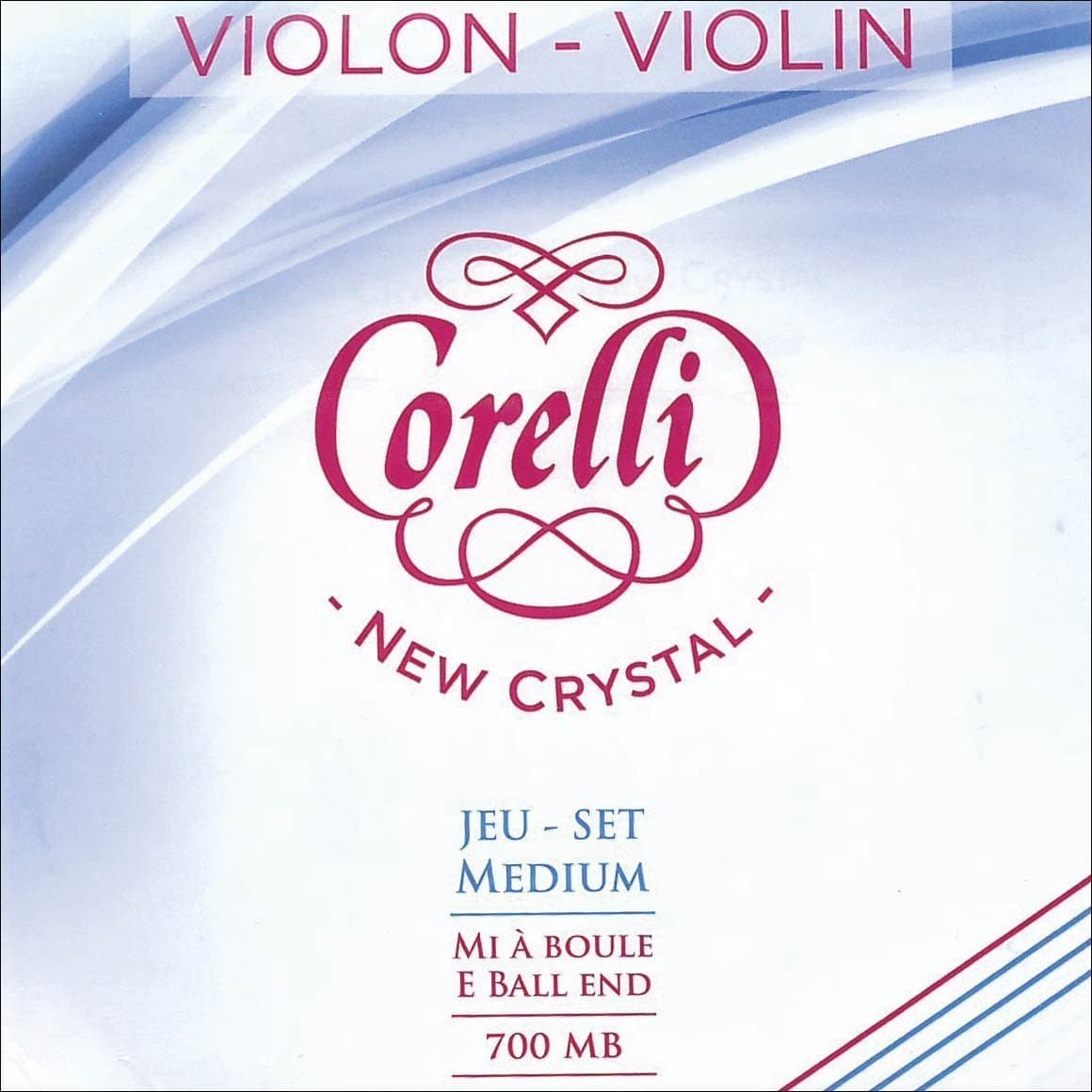 Corelli Crystal 4/4 Violin Set - Medium Gauge with Ball End E