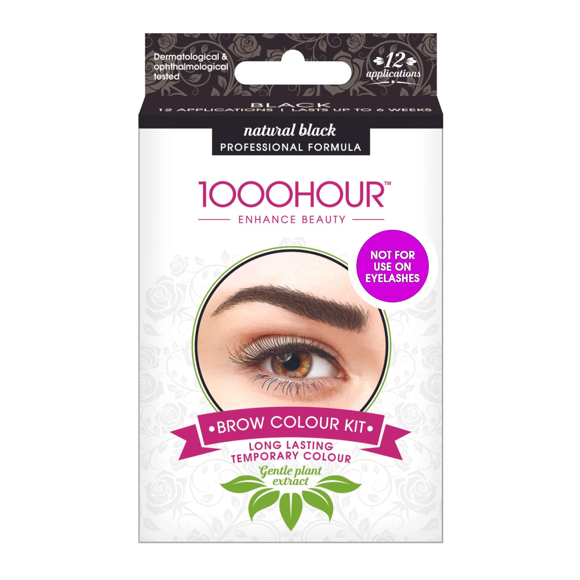 1000 Hour Professional Formula Brow Color Kit - Defined Brows with a Long-Lasting Formula with Eyebrow Mascara - Brow Gel for BROWS ONLY that Last Up To 6 Weeks w/ 12 Applications - EYENatural Black