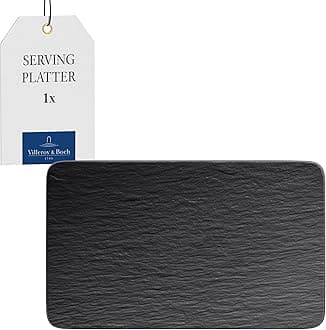10-4239-2772 Manufacture Rock Rectangular Multi-Functional, Modern Plate Maoffrom Premium Porcelain, Dishwasher Safe, Black