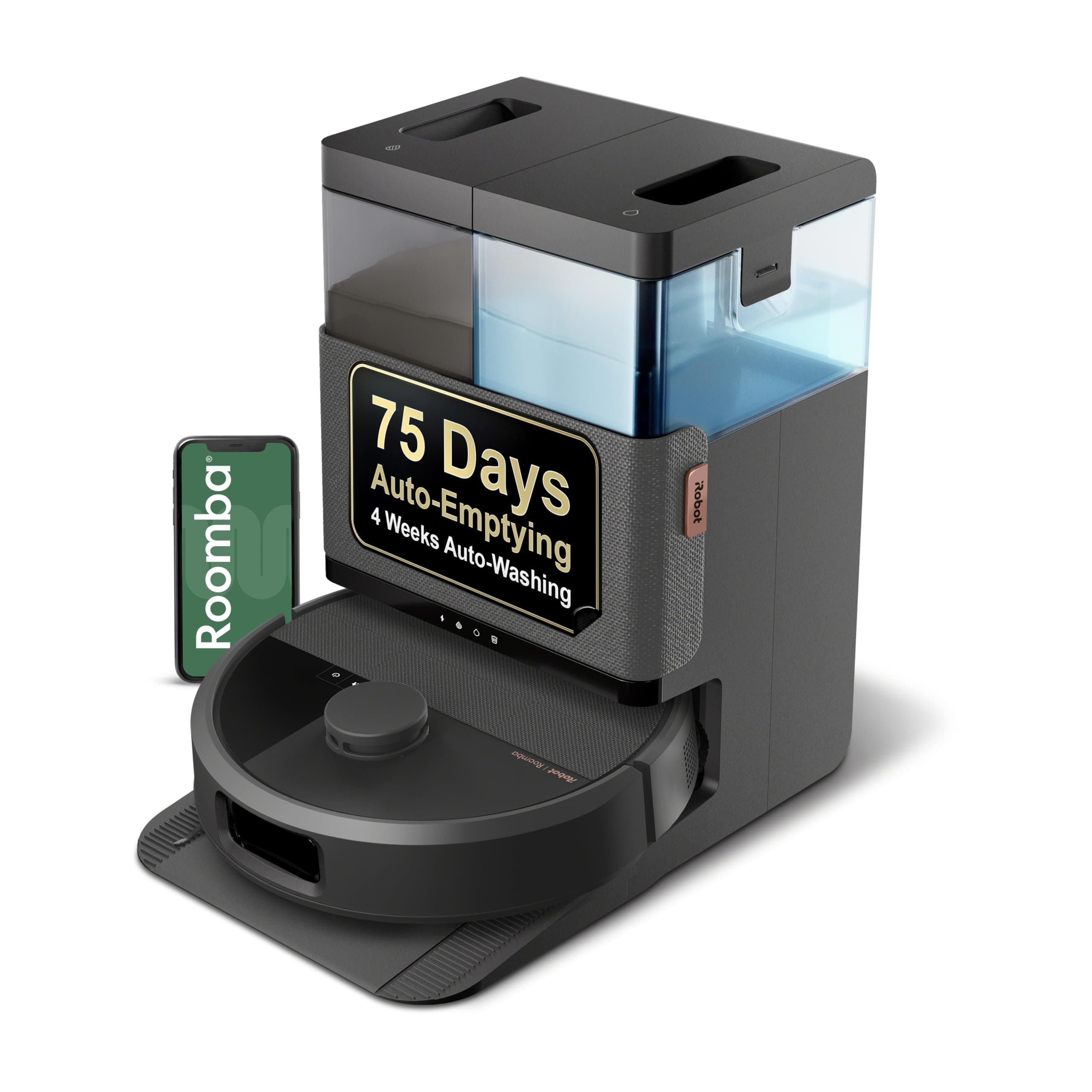 Roomba Plus 505 Combo Robot Vacuum & Mop with AutoWash Dock - Extending Spinning Mop Pads, Self-Empties, Pad Wash & Heated Drying, Self-cleaning, Recognizes & Avoids Obstacles, LiDAR Navigation