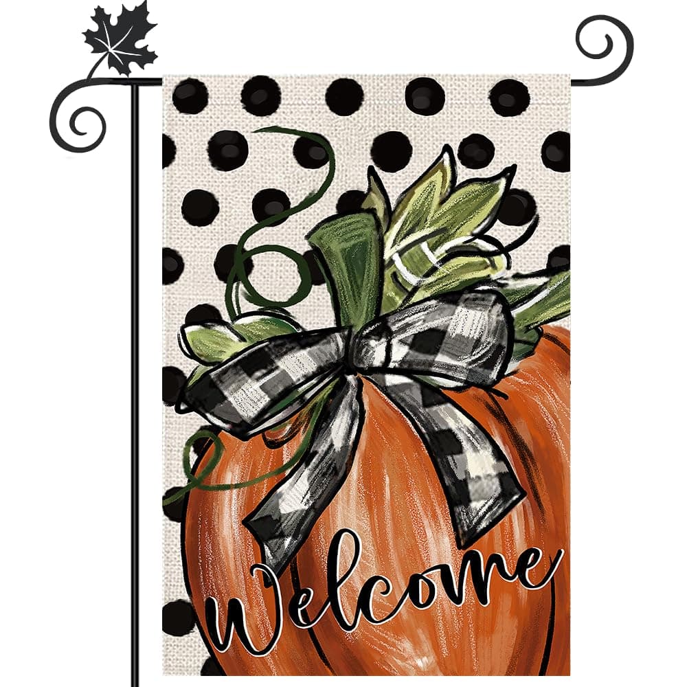 Fall Garden Flag Double Sided, 12.5 x 18 Inch Outdoor Decor Yard Decorations for Home Outside Front Porch House Farmhouse(Fall F)