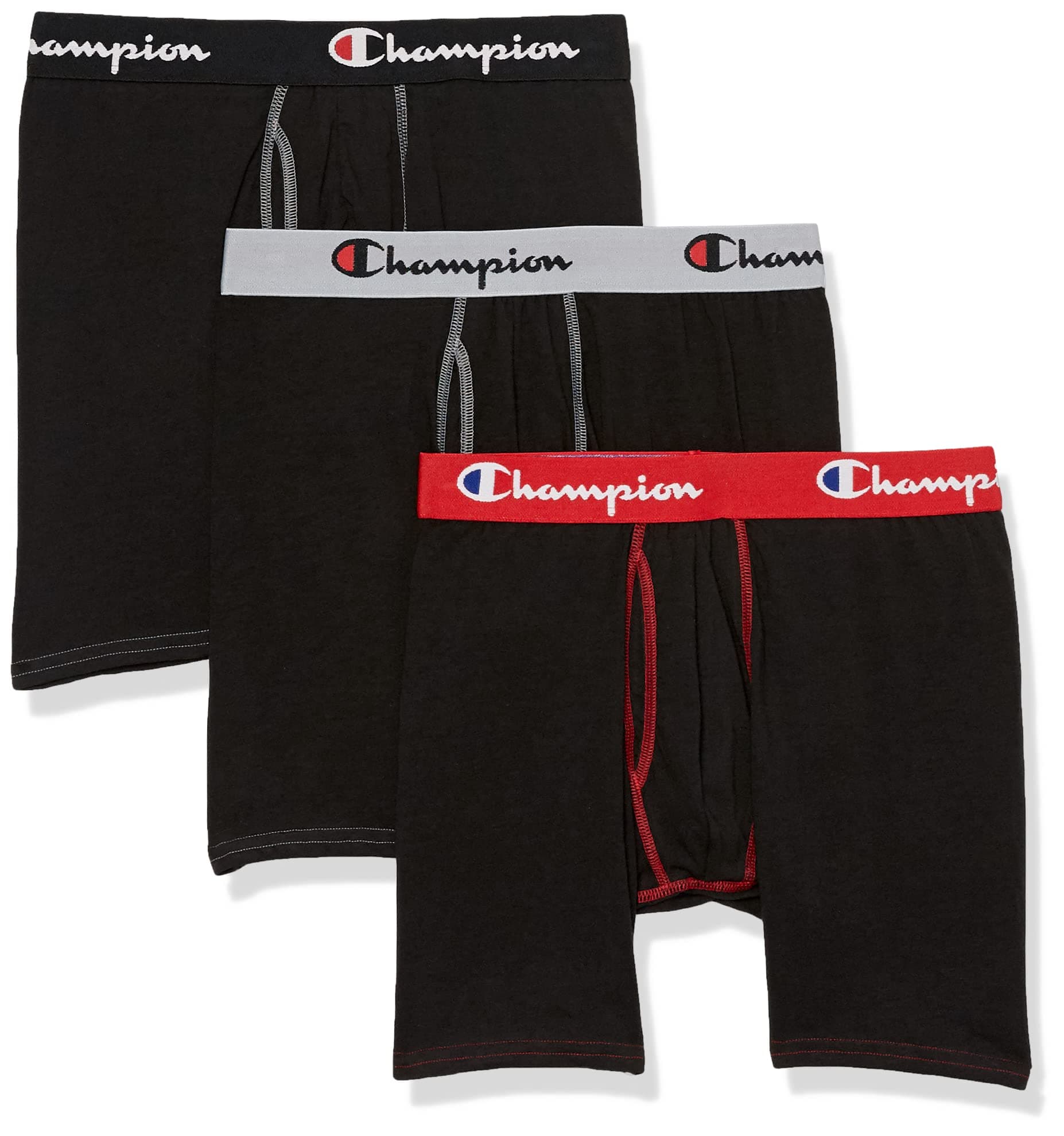 ChampionMen's Total Support Boxer Briefs, Black-3 Pack, M (Pack of 3)