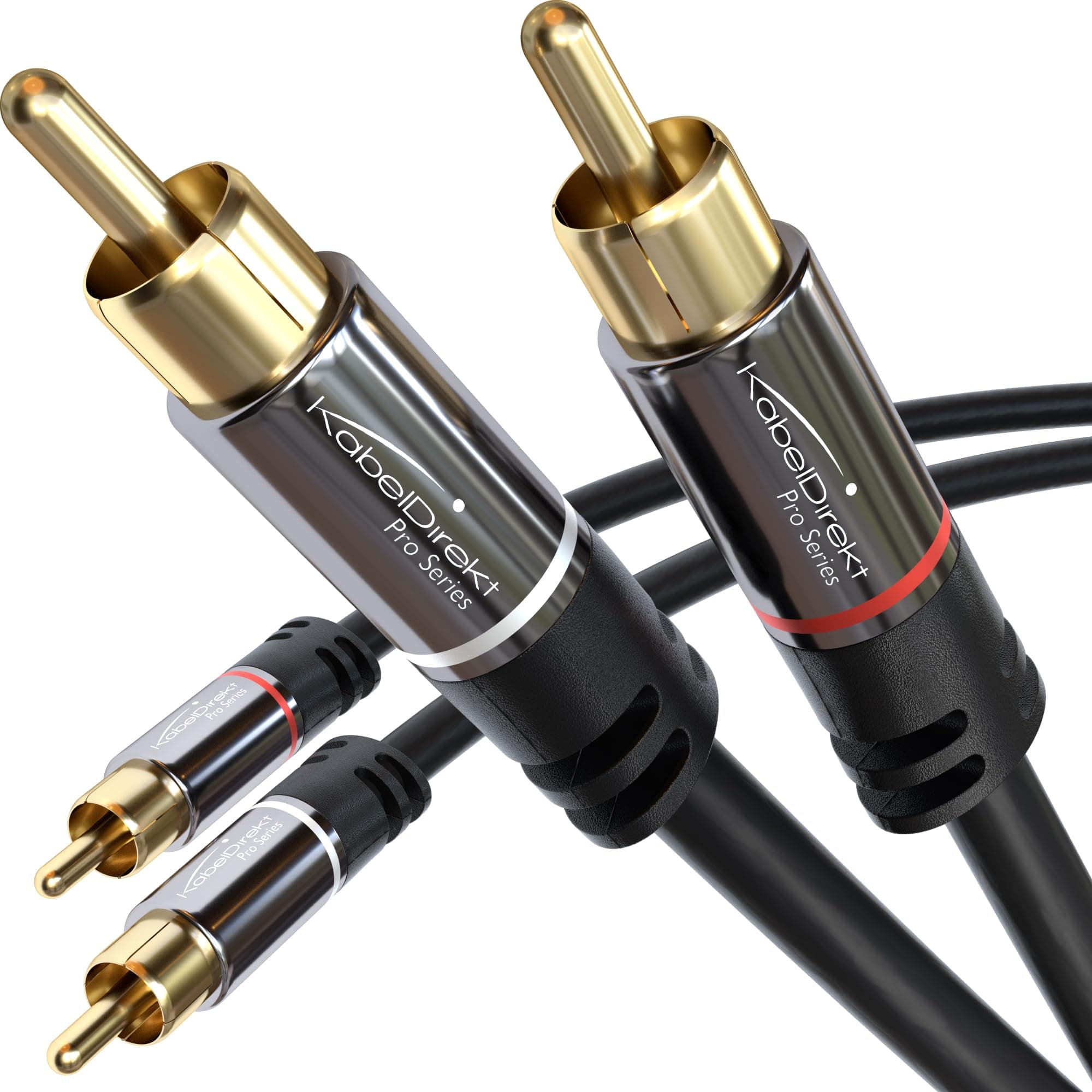 CableDirect – 1m RCA/phono cable, 2 × 2 plugs, stereo audio cable, practically break-proof & flawless sound quality (coaxial cable, subwoofer/amp/HiFi & home cinema/Blu-ray, analogue & digital)
