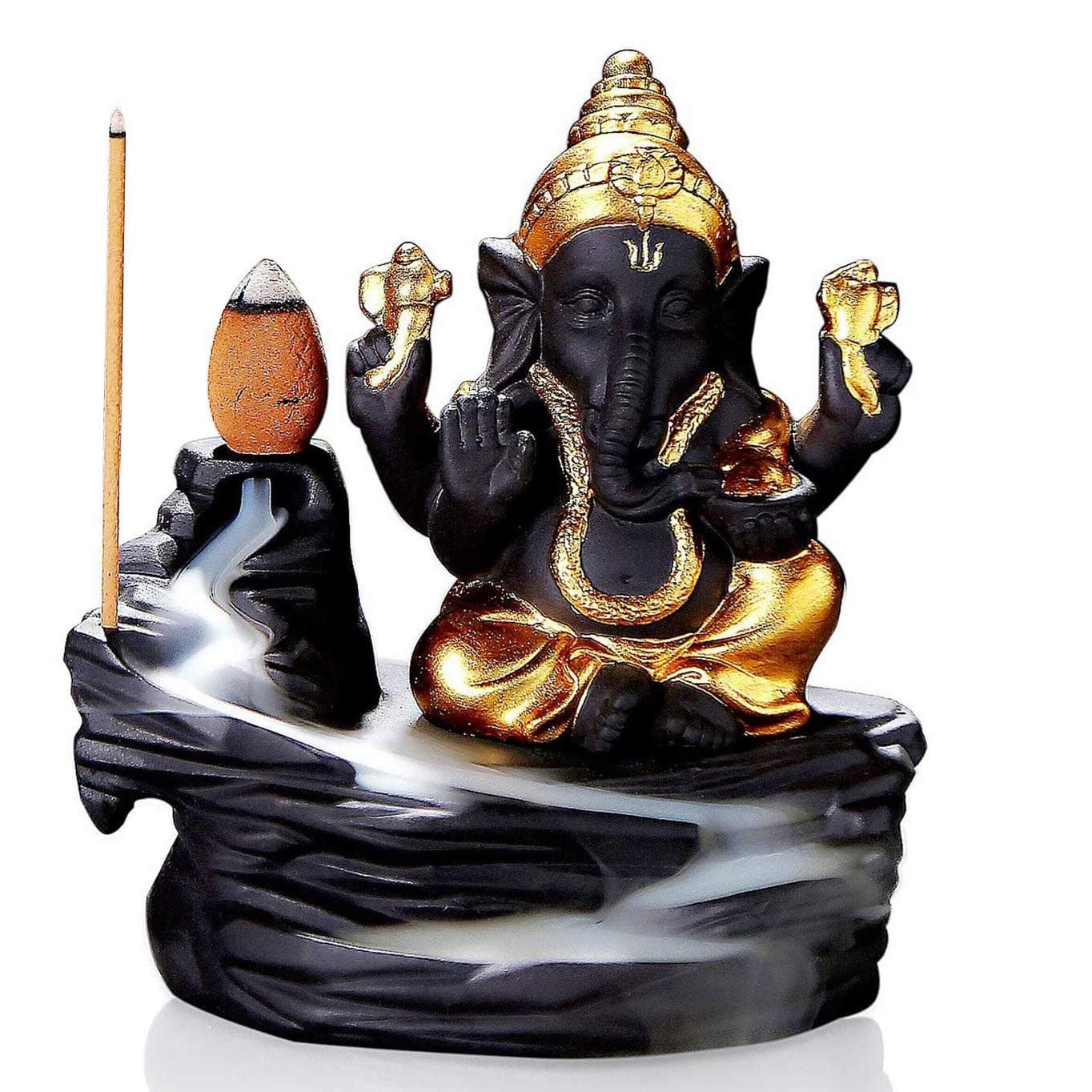 Ganesha Backflow Incense Burner Waterfall Incense Holders Aromatherapy Decorations Statue Ornaments