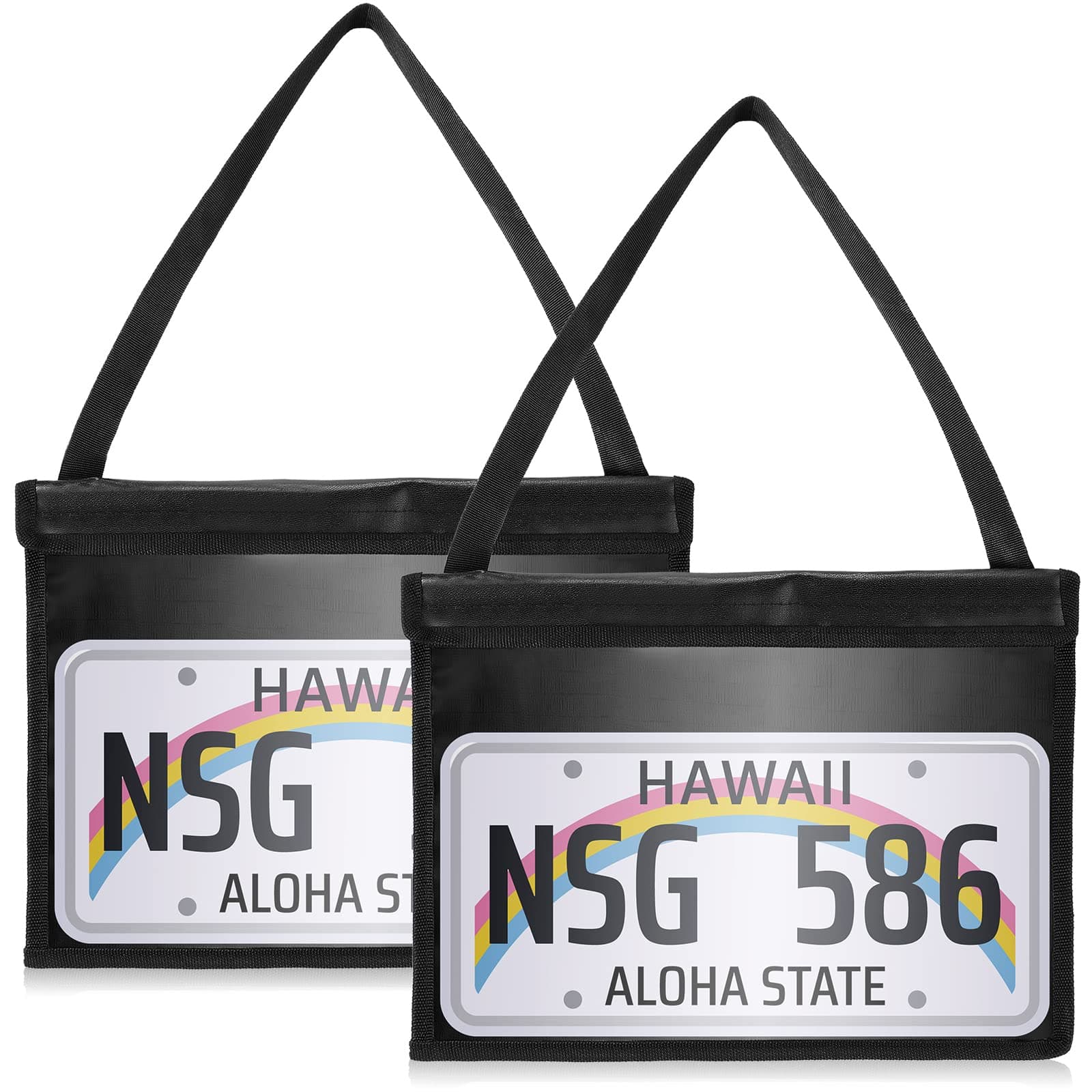2 Pcs License Plate Holder with Hanging Strap Test Drive License Plate Tag Bag Dealer Plates Tag Bags Black Plate Frame Cover Car Plate Bracket Holder for Car SUV Truck